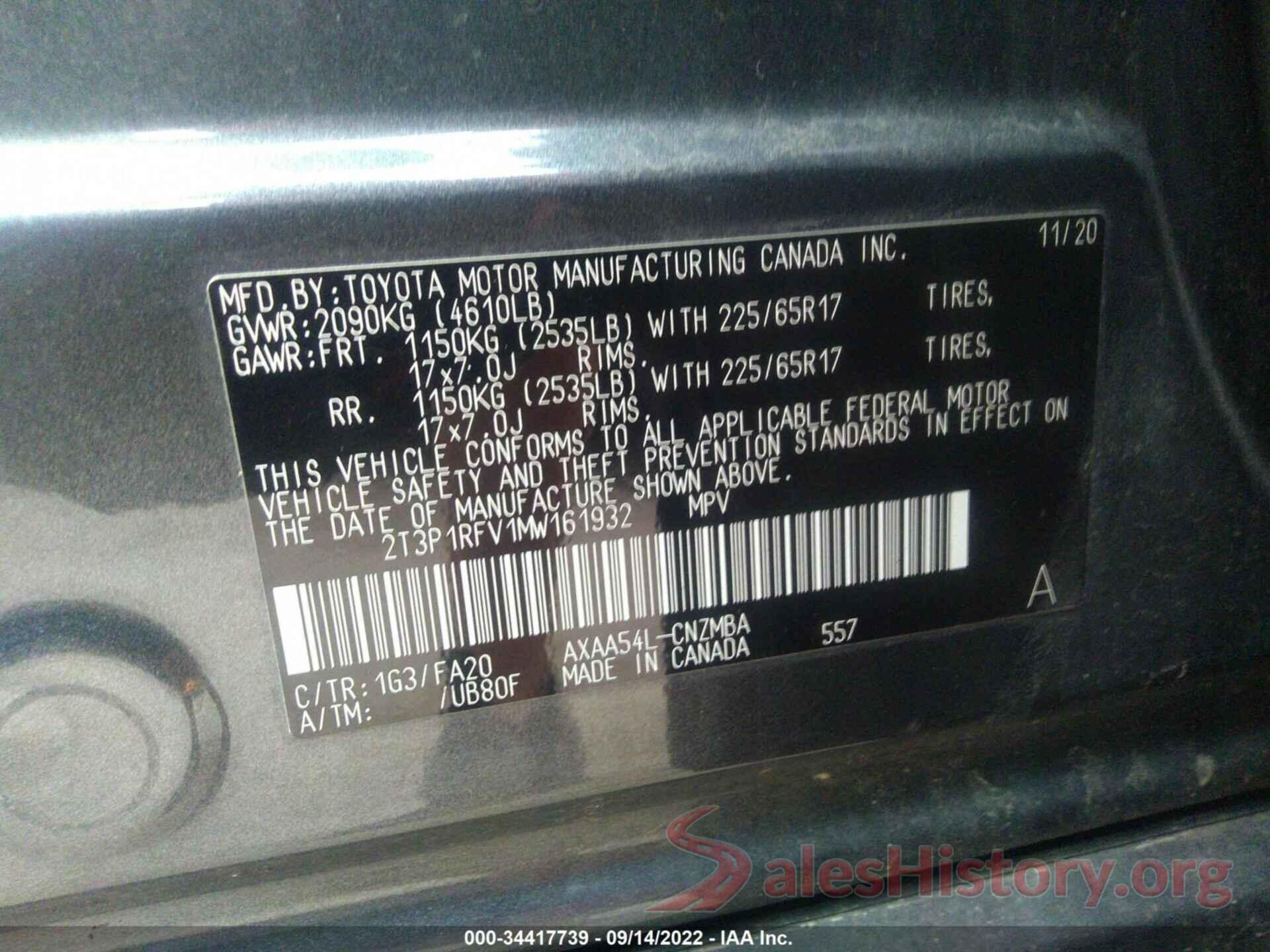 2T3P1RFV1MW161932 2021 TOYOTA RAV4