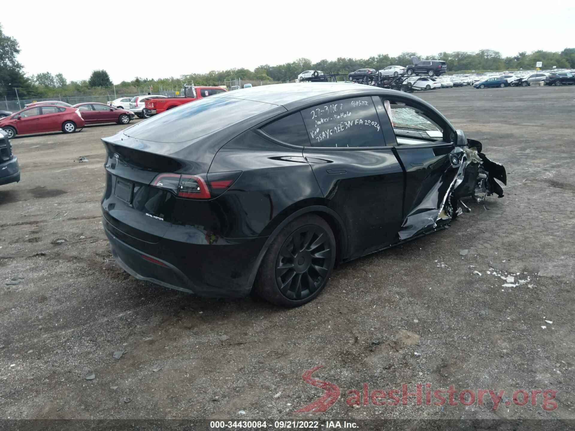 7SAYGAEE3NF429024 2022 TESLA MODEL Y