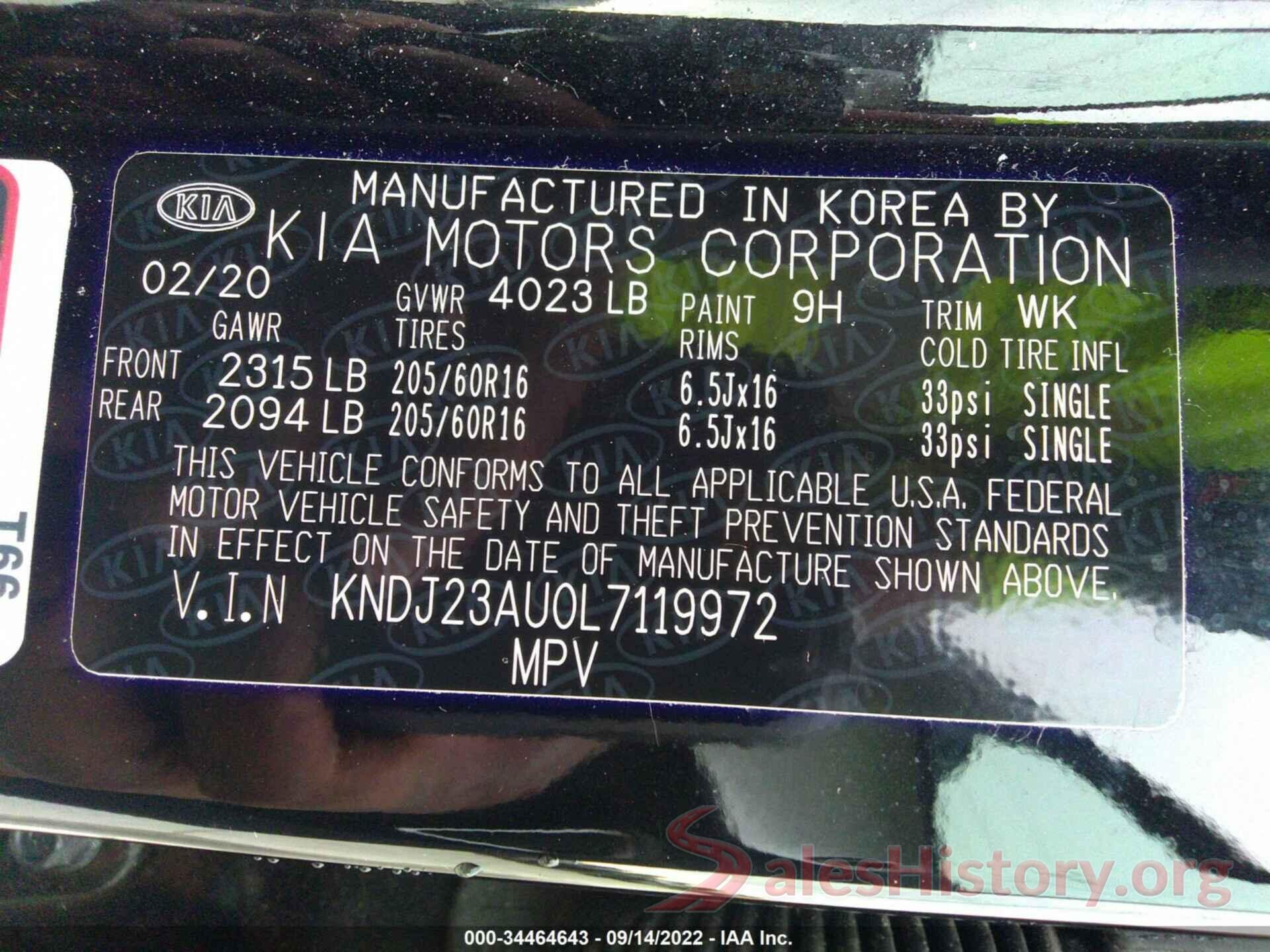 KNDJ23AU0L7119972 2020 KIA SOUL