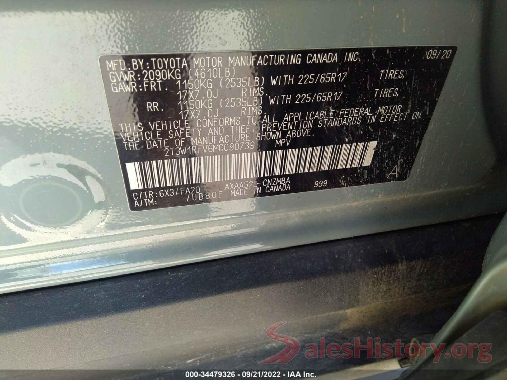 2T3W1RFV6MC090739 2021 TOYOTA RAV4