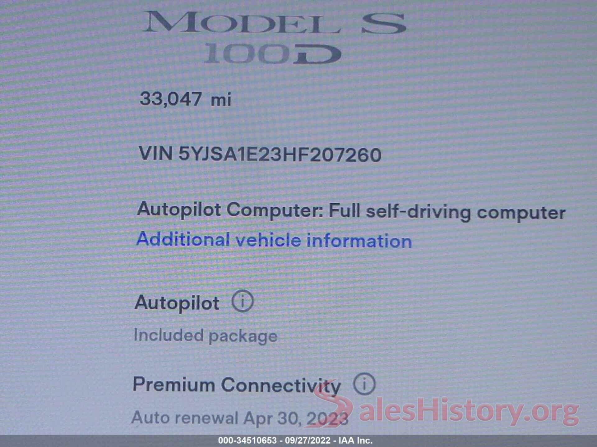 5YJSA1E23HF207260 2017 TESLA MODEL S