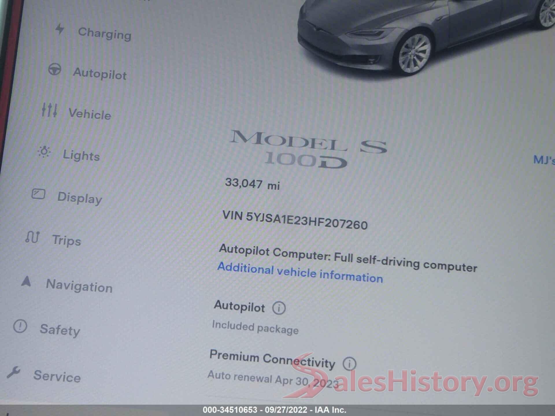 5YJSA1E23HF207260 2017 TESLA MODEL S