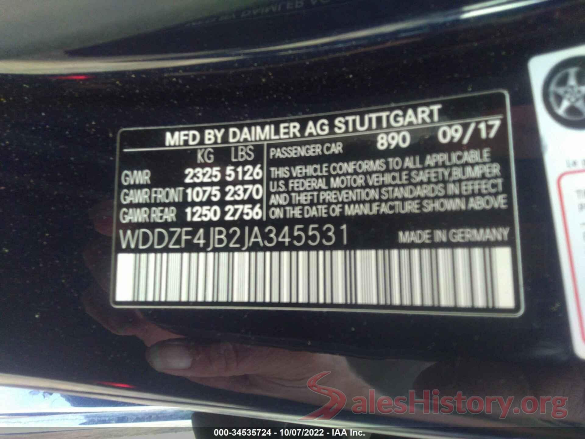 WDDZF4JB2JA345531 2018 MERCEDES-BENZ E-CLASS