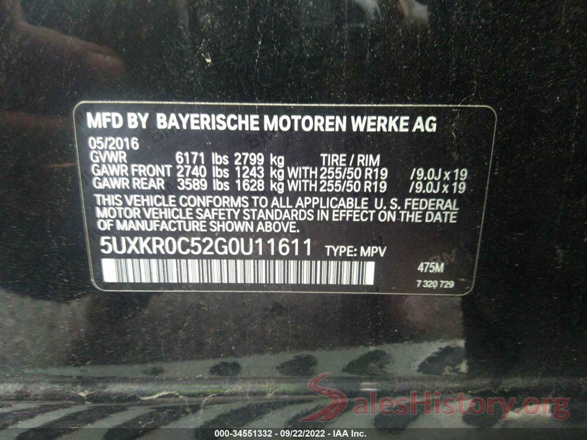 5UXKR0C52G0U11611 2016 BMW X5