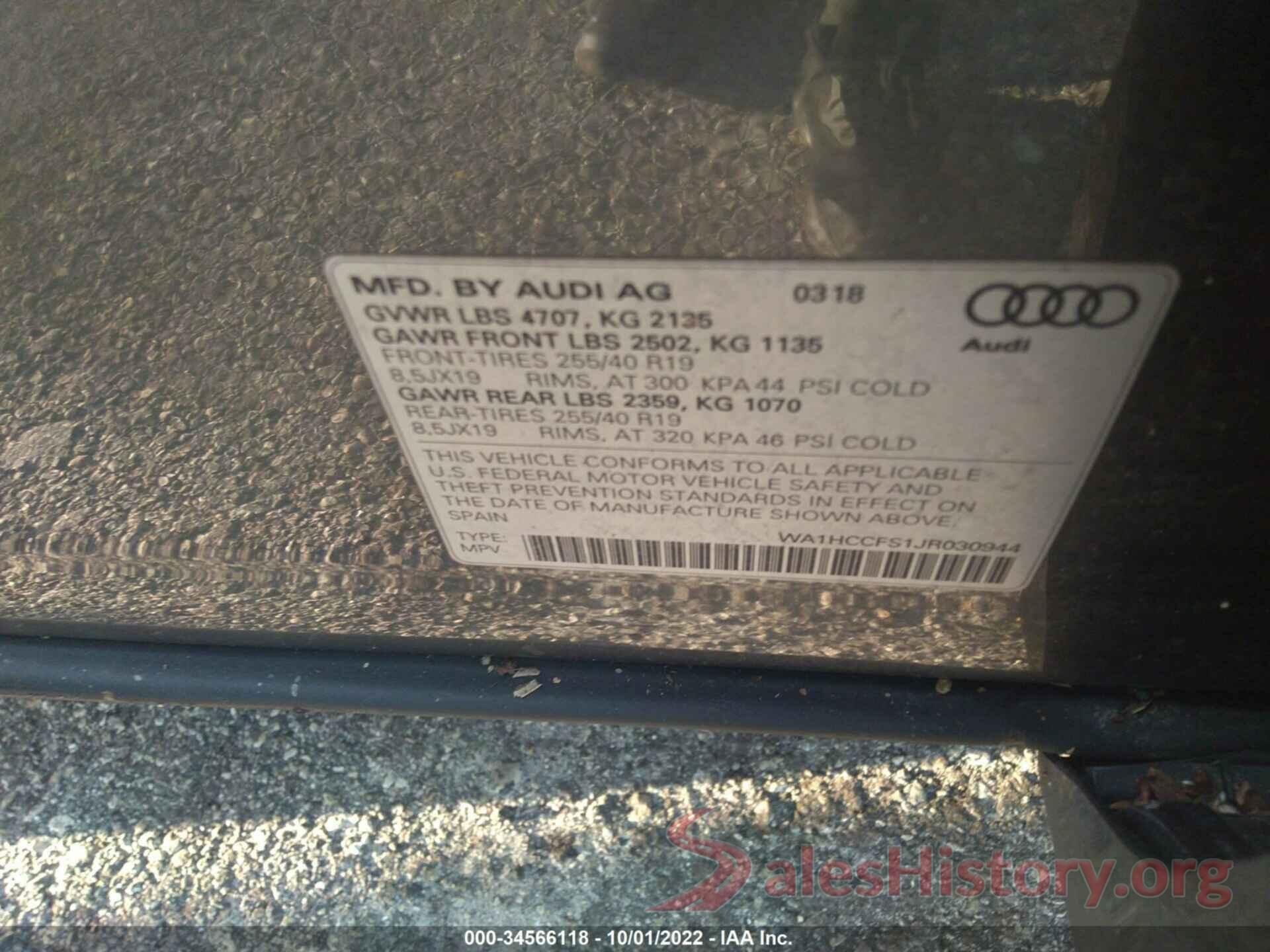 WA1HCCFS1JR030944 2018 AUDI Q3