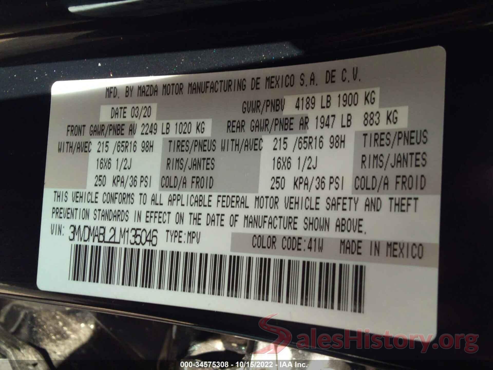 3MVDMABL2LM135046 2020 MAZDA CX-30