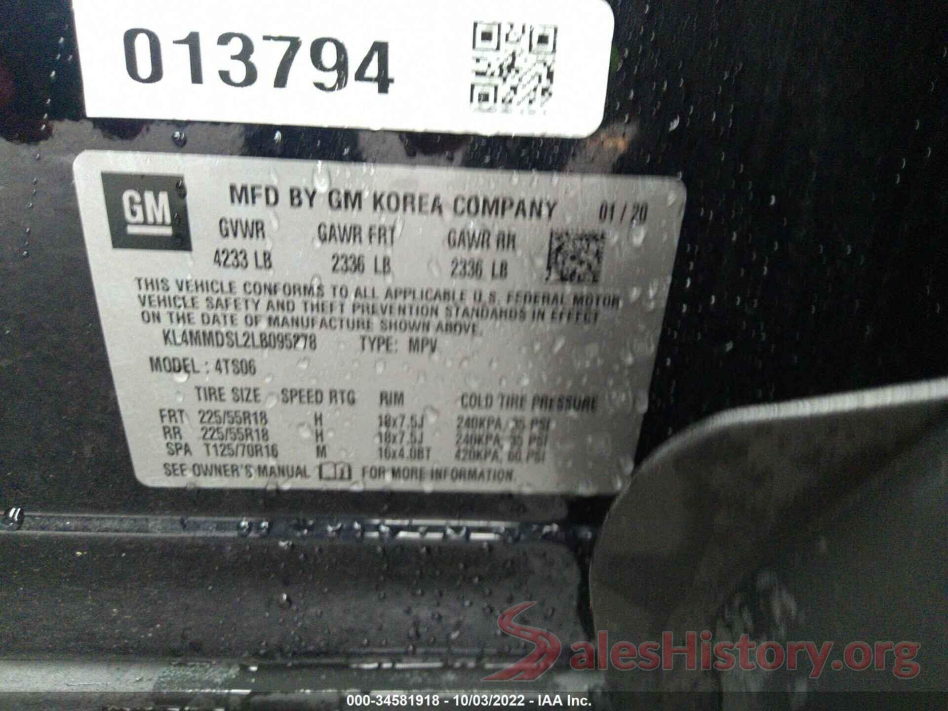 KL4MMDSL2LB095278 2020 BUICK ENCORE GX