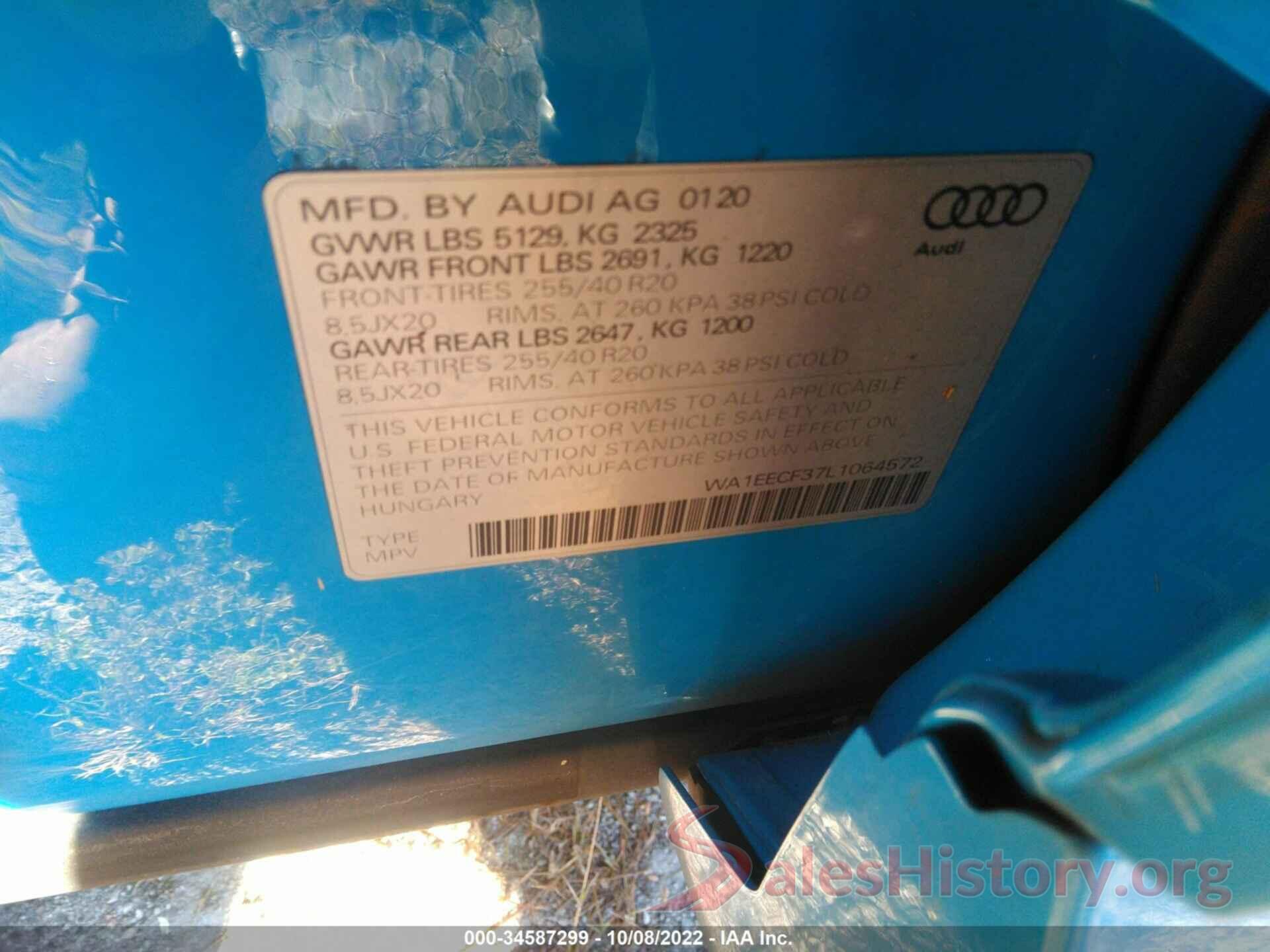 WA1EECF37L1064572 2020 AUDI Q3