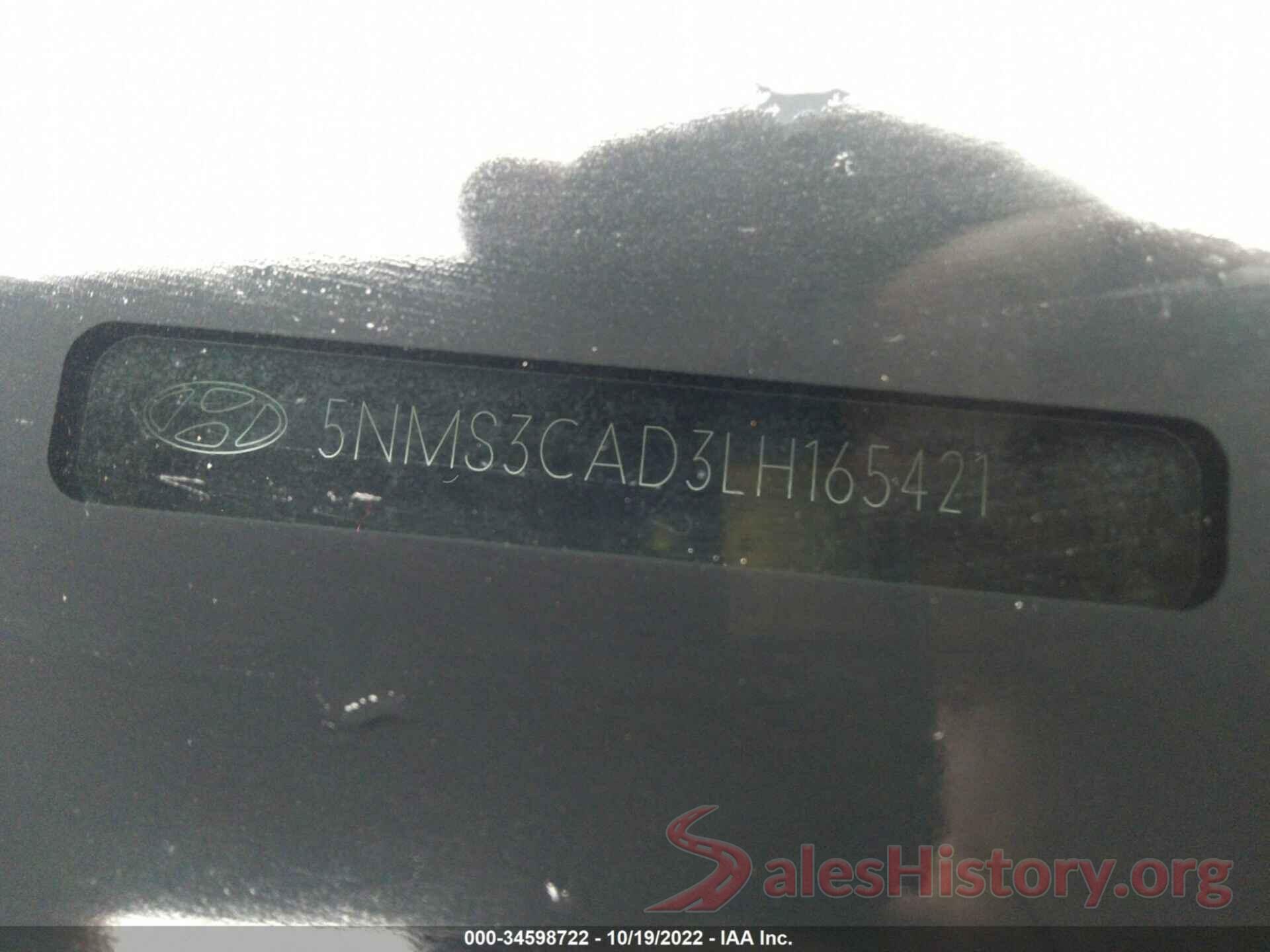 5NMS3CAD3LH165421 2020 HYUNDAI SANTA FE