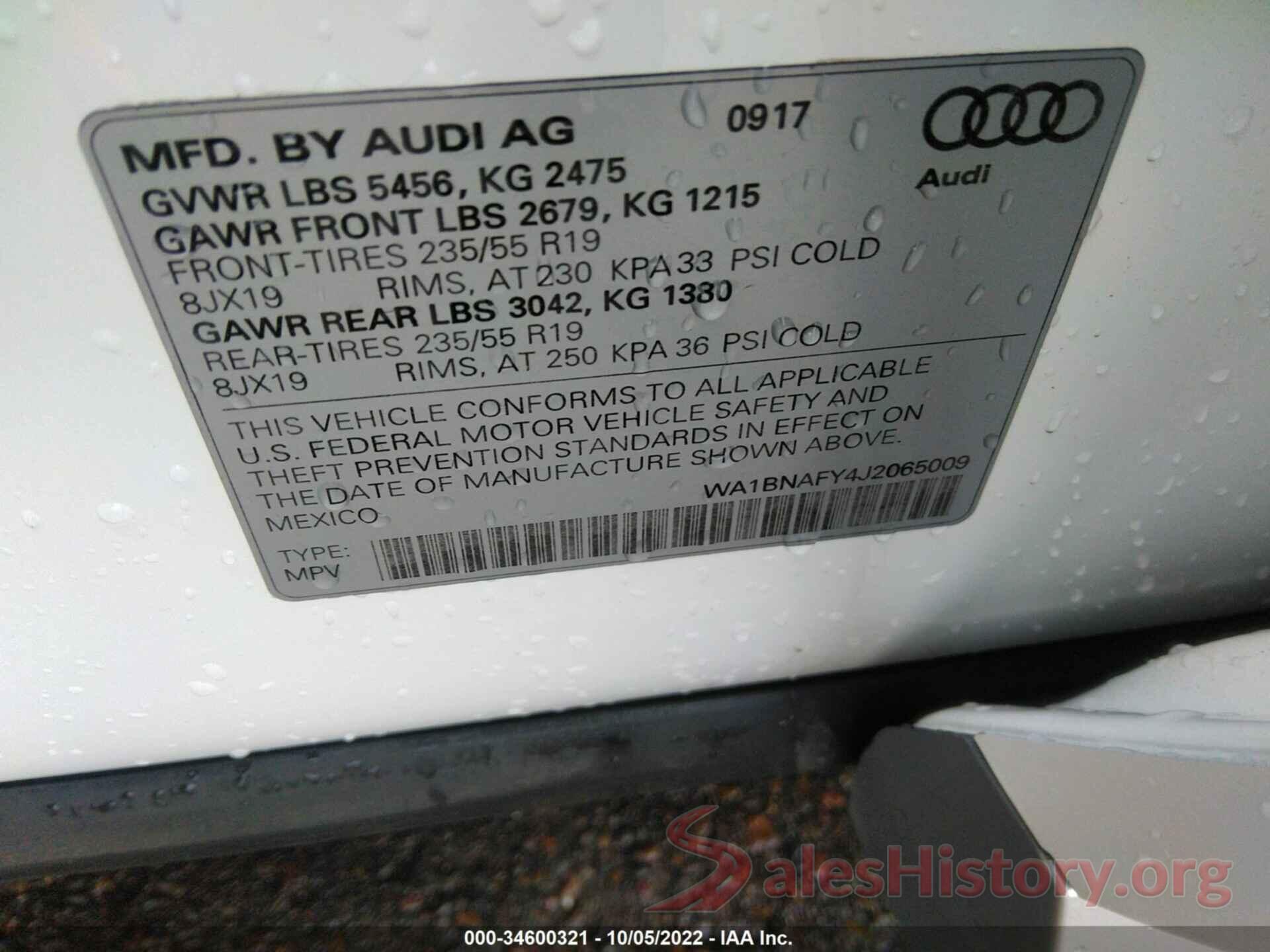 WA1BNAFY4J2065009 2018 AUDI Q5