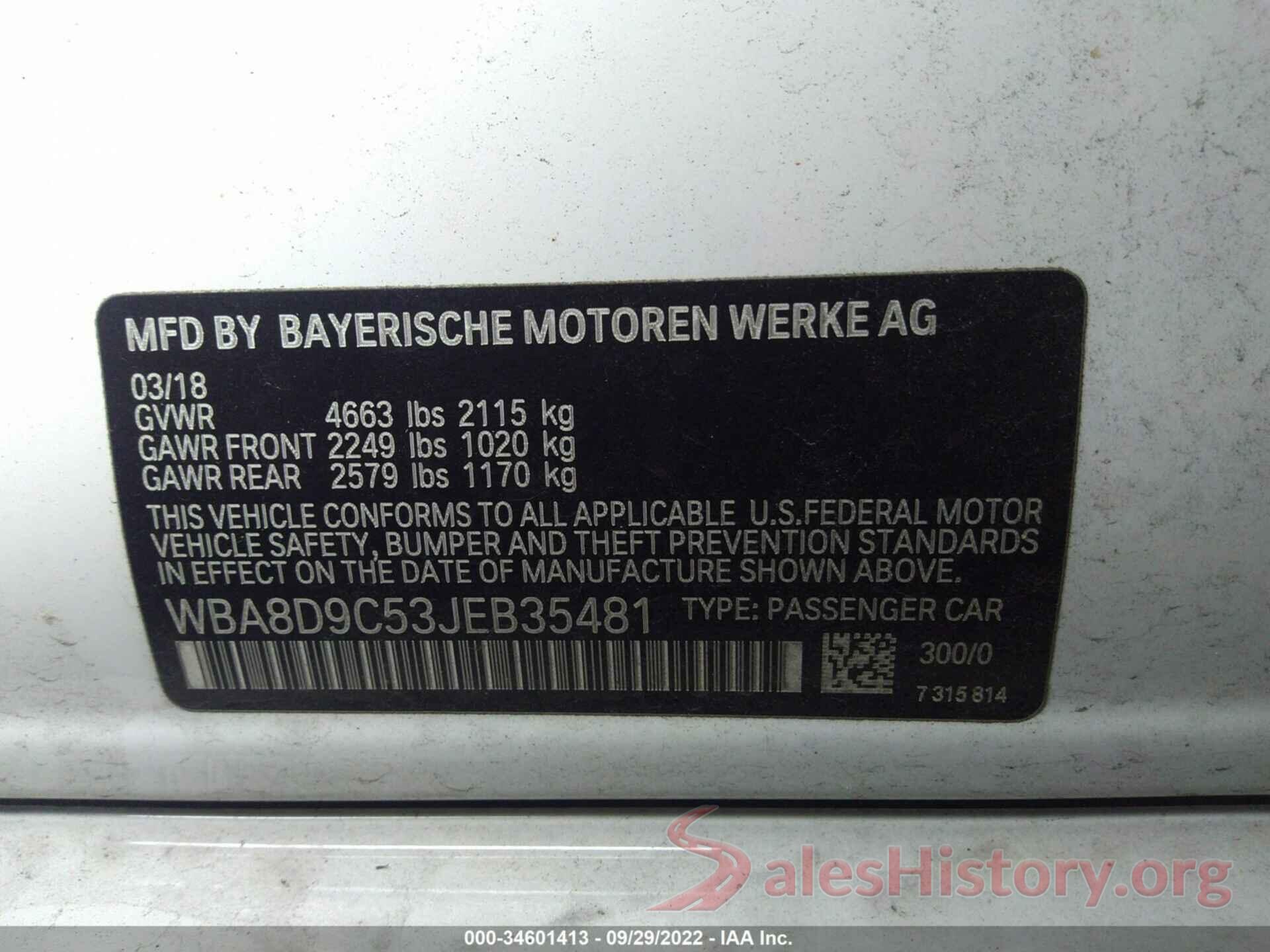 WBA8D9C53JEB35481 2018 BMW 3 SERIES