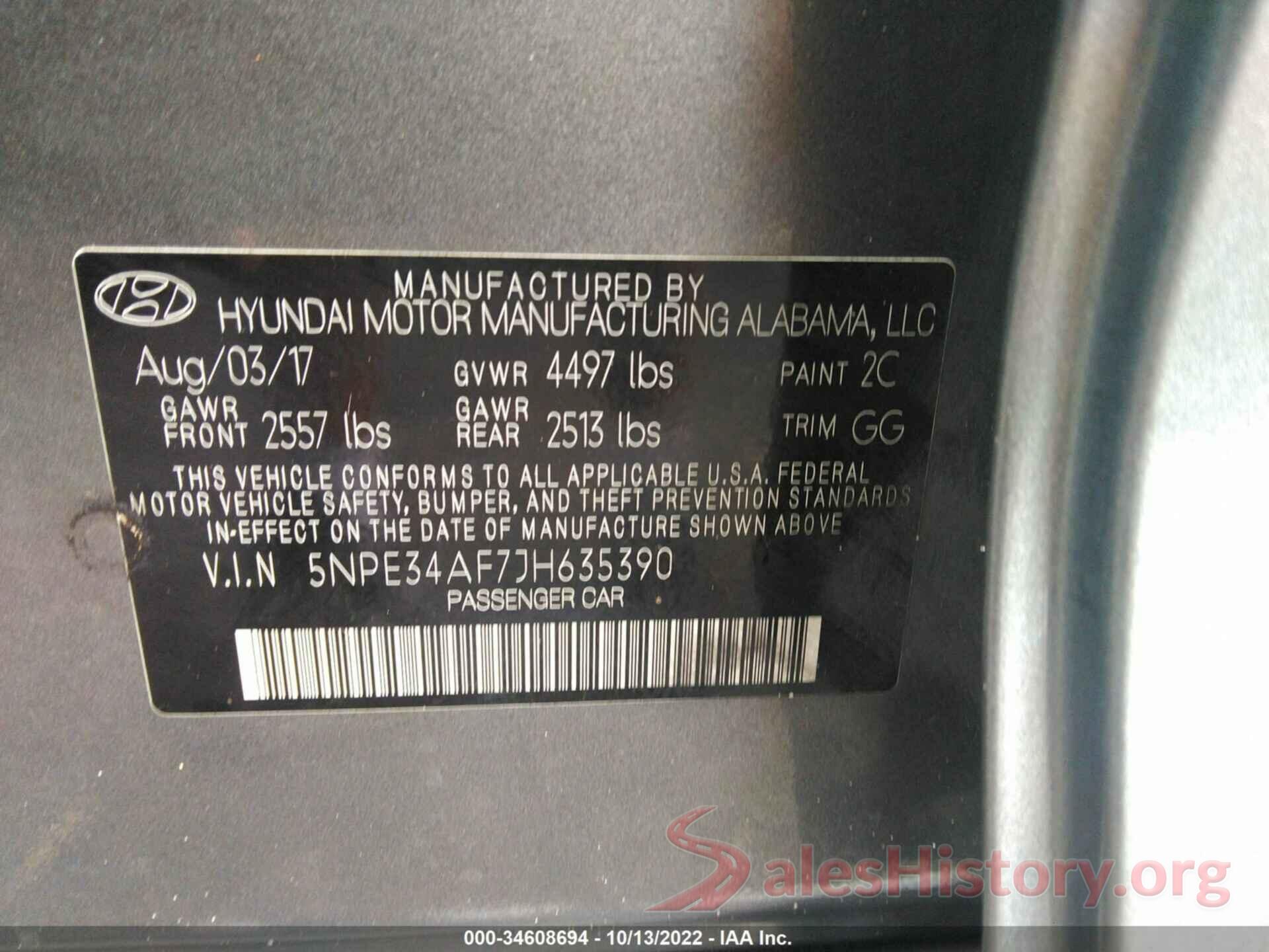 5NPE34AF7JH635390 2018 HYUNDAI SONATA