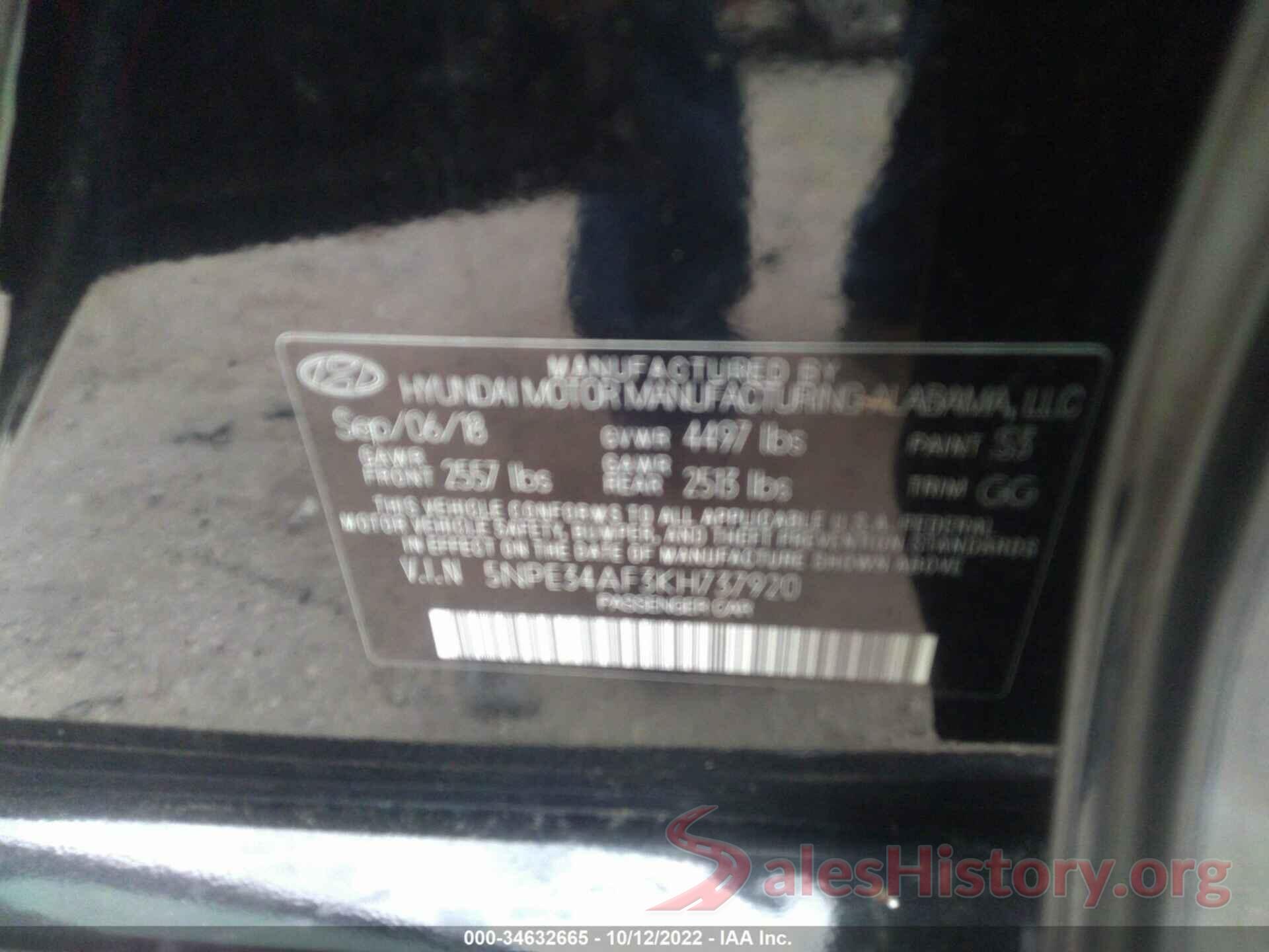 5NPE34AF3KH737920 2019 HYUNDAI SONATA