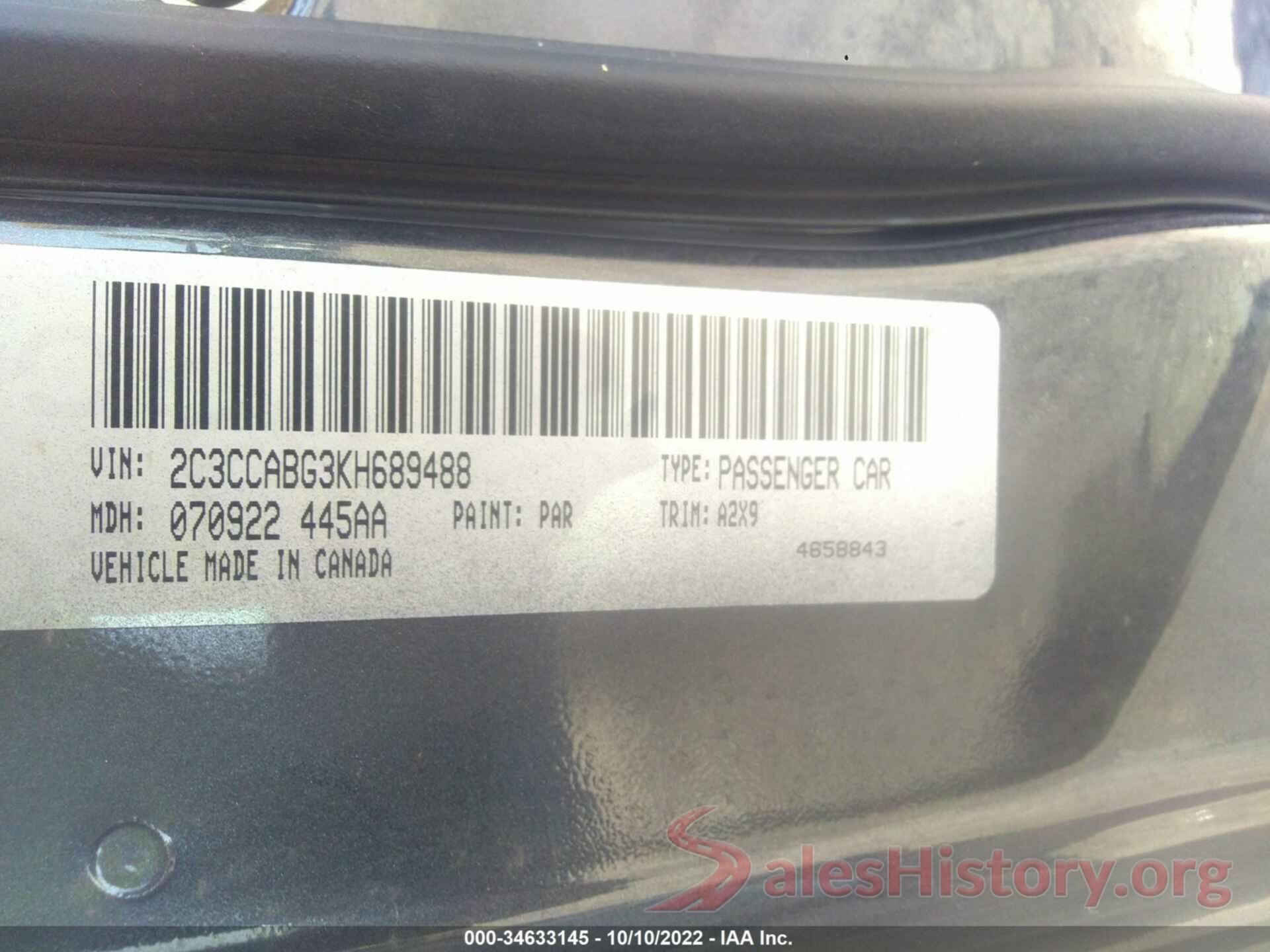 2C3CCABG3KH689488 2019 CHRYSLER 300