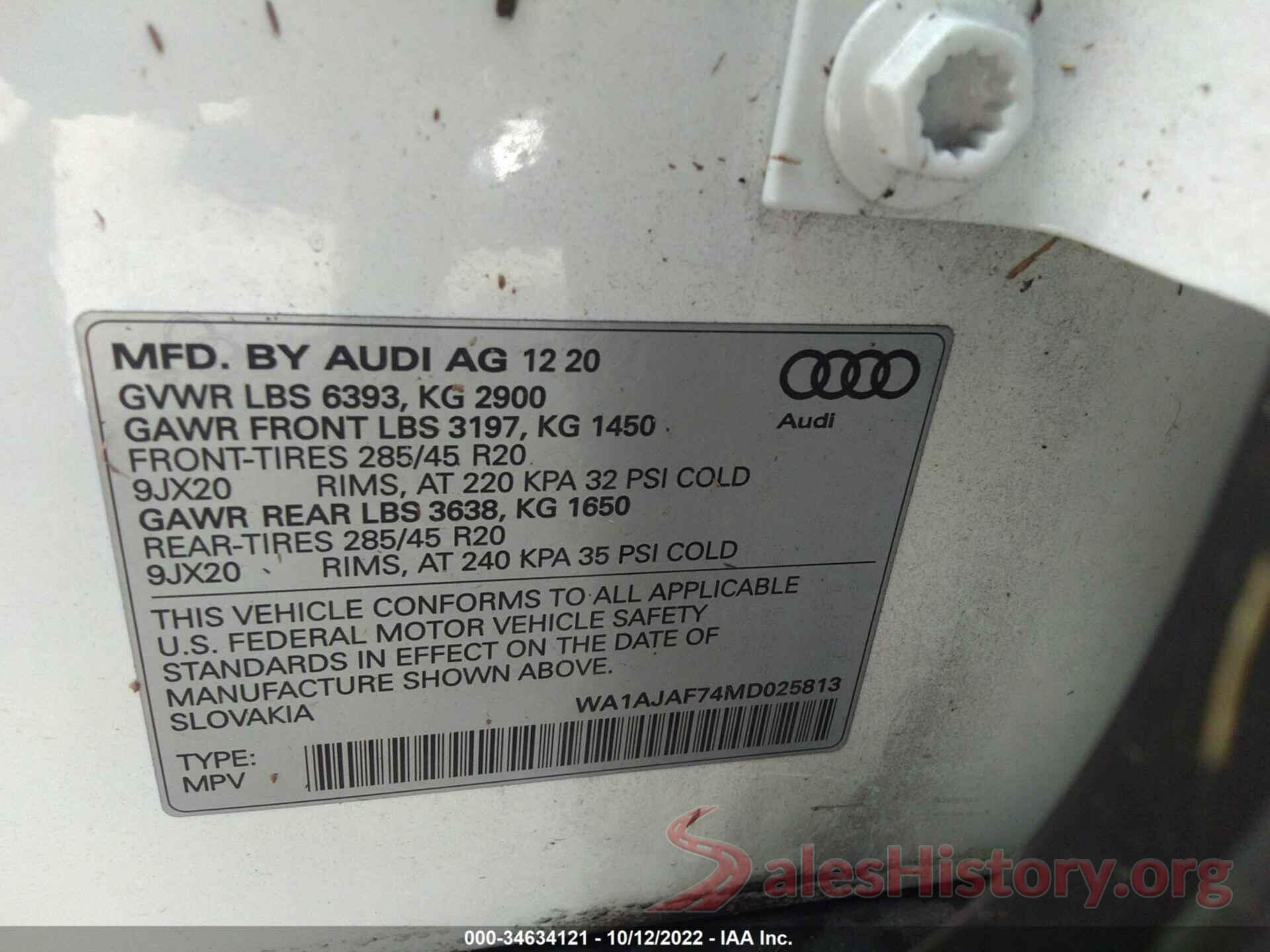 WA1AJAF74MD025813 2021 AUDI Q7