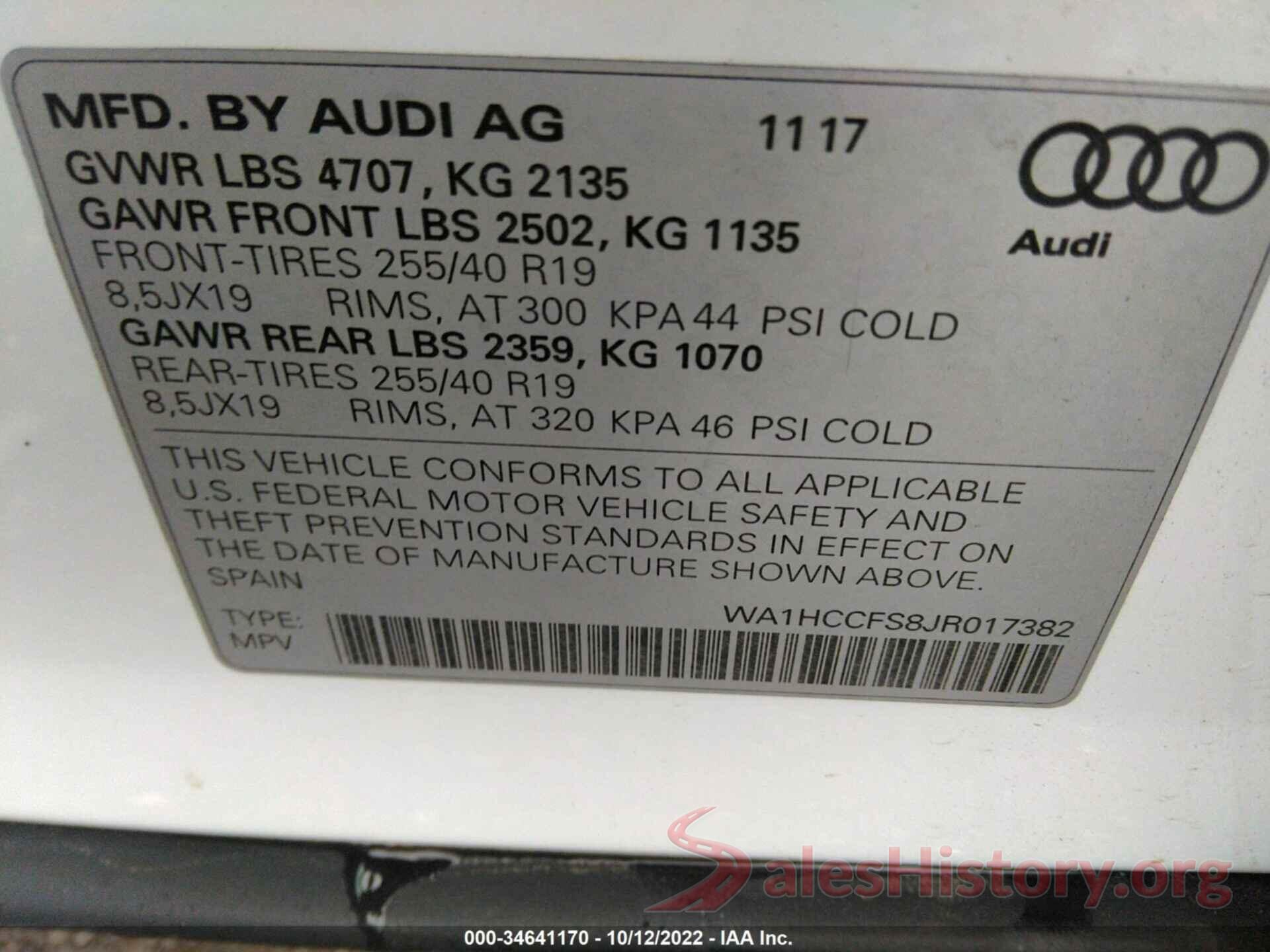 WA1HCCFS8JR017382 2018 AUDI Q3