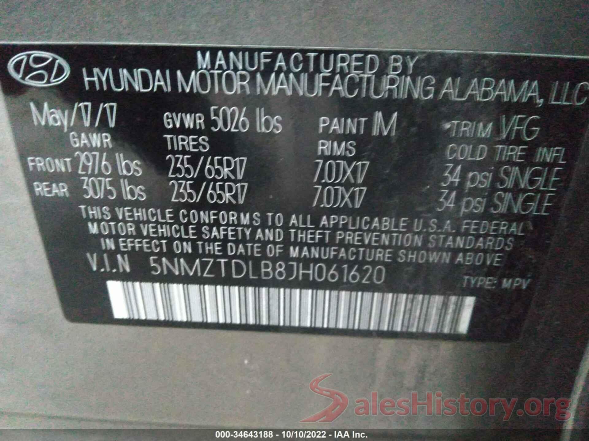 5NMZTDLB8JH061620 2018 HYUNDAI SANTA FE SPORT