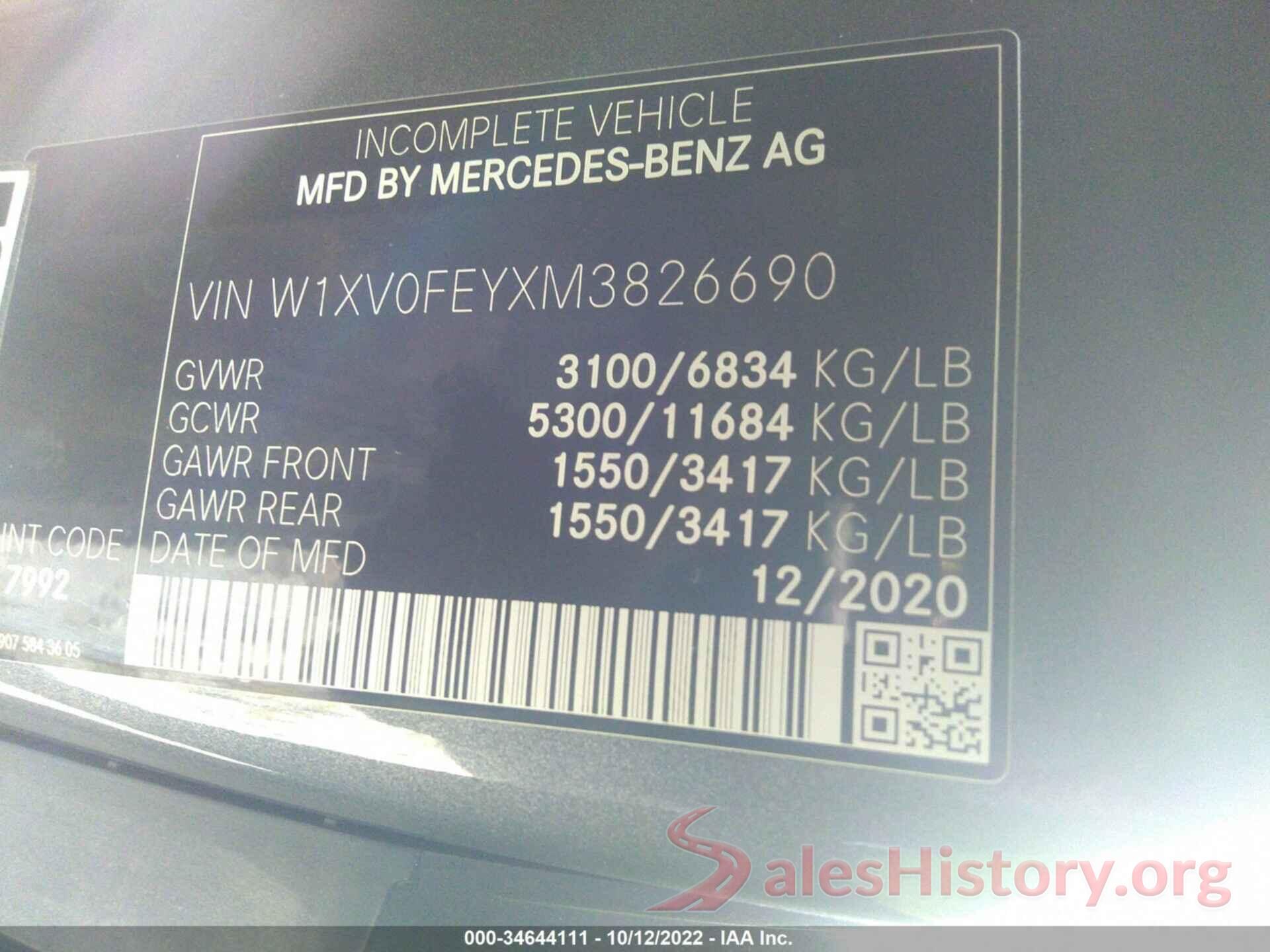 W1XV0FEYXM3826690 2021 MERCEDES-BENZ METRIS PASSENGER VAN