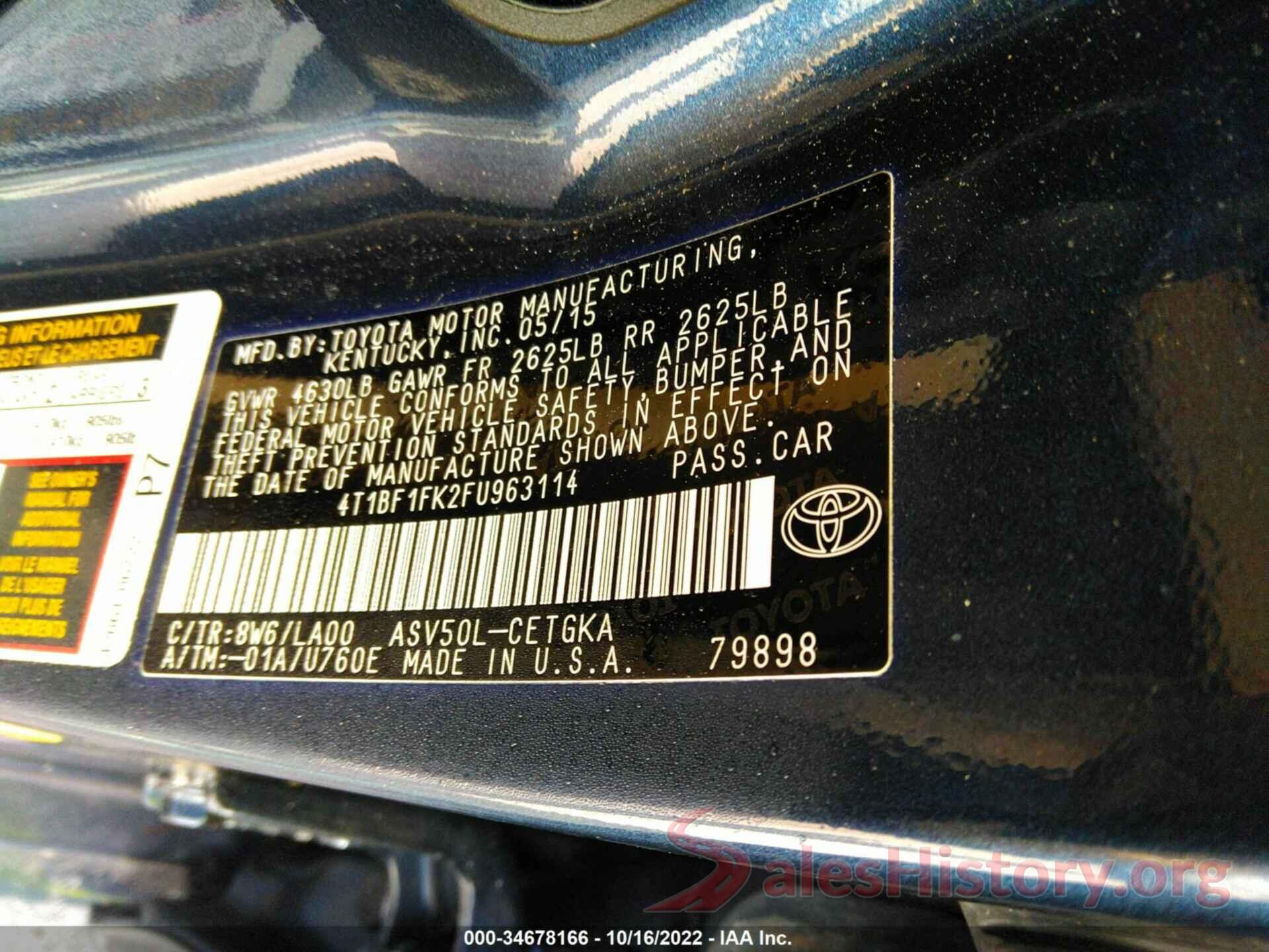 4T1BF1FK2FU963114 2015 TOYOTA CAMRY