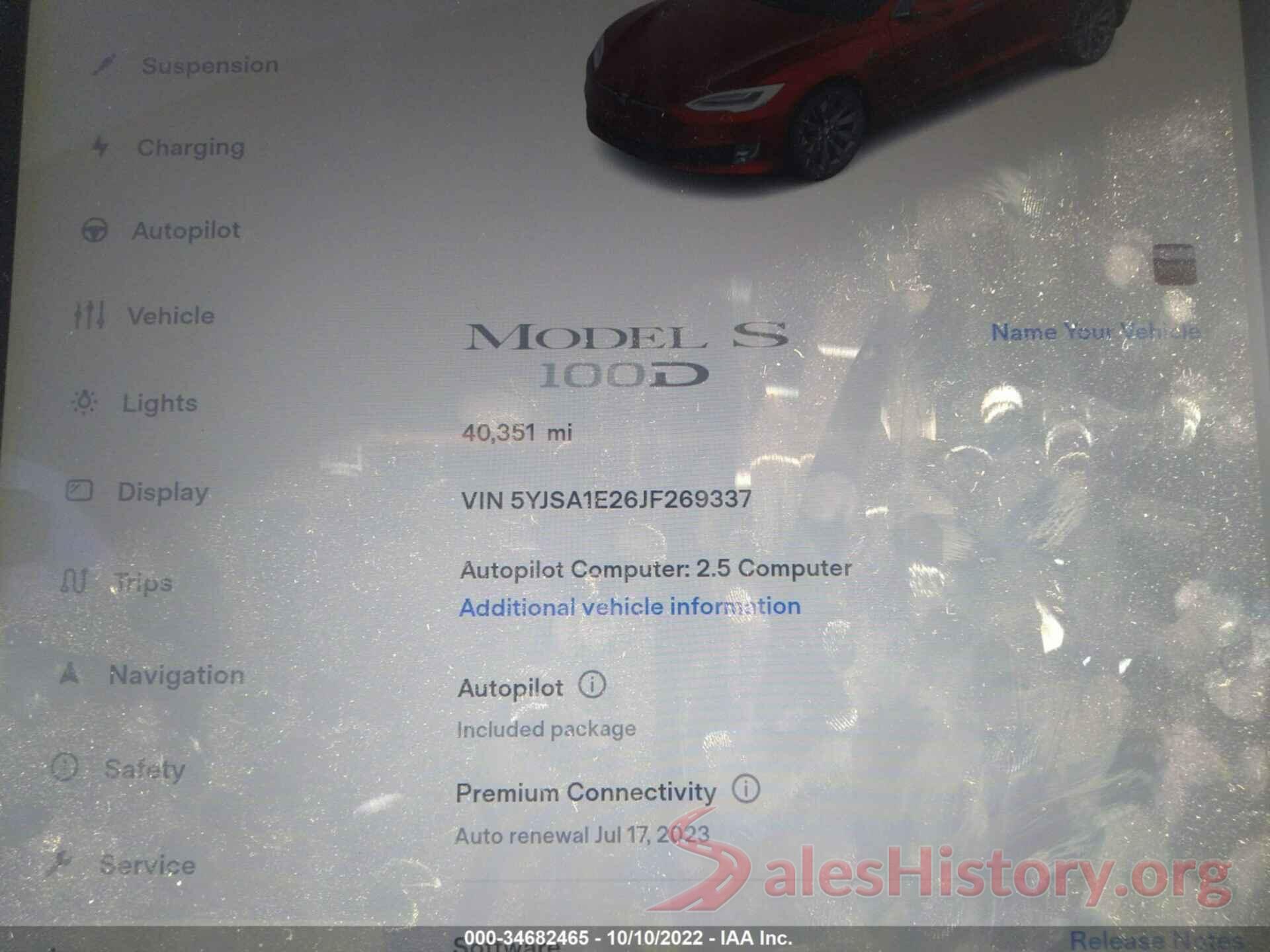 5YJSA1E26JF269337 2018 TESLA MODEL S