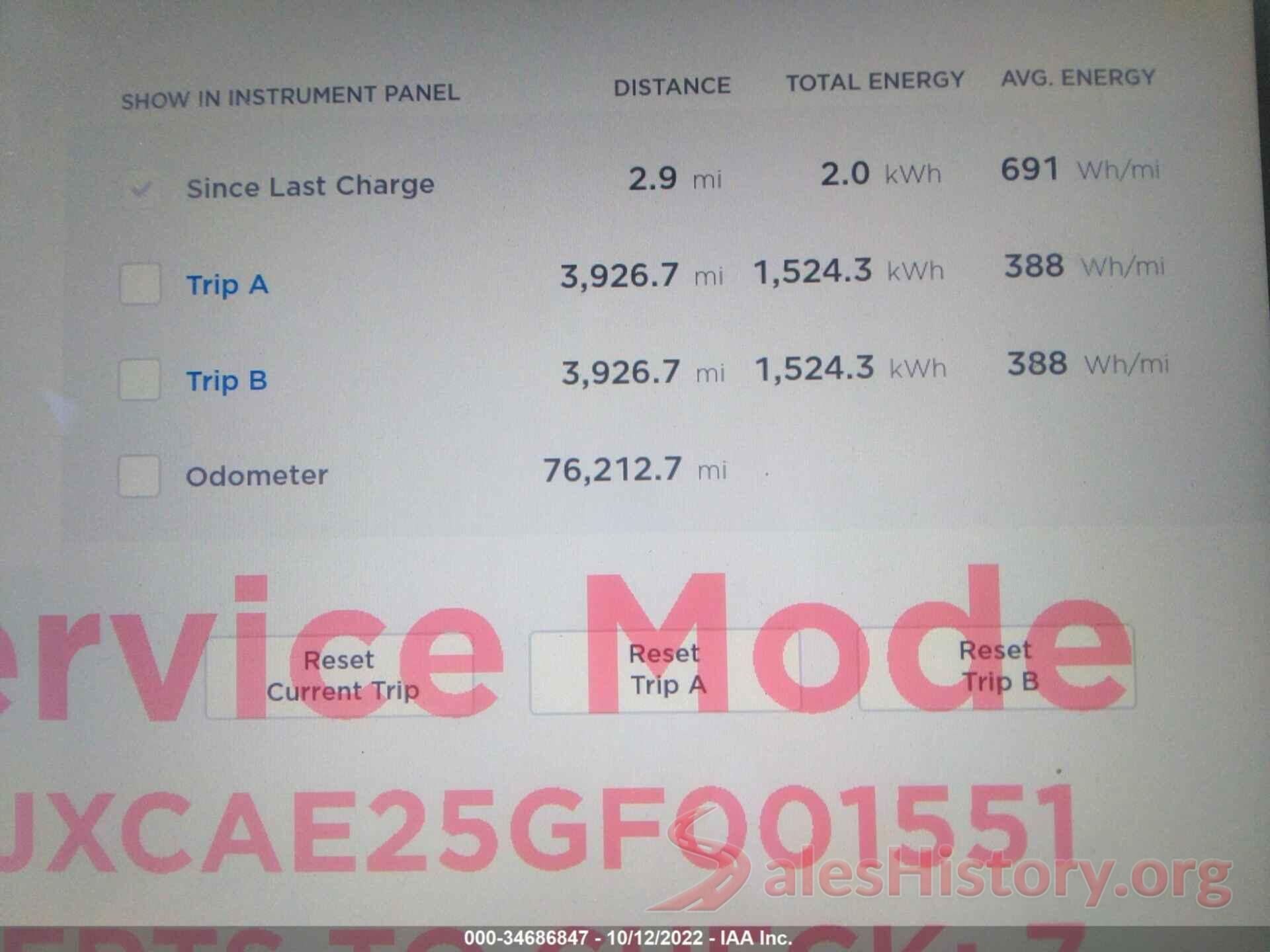 5YJXCAE25GF001551 2016 TESLA MODEL X