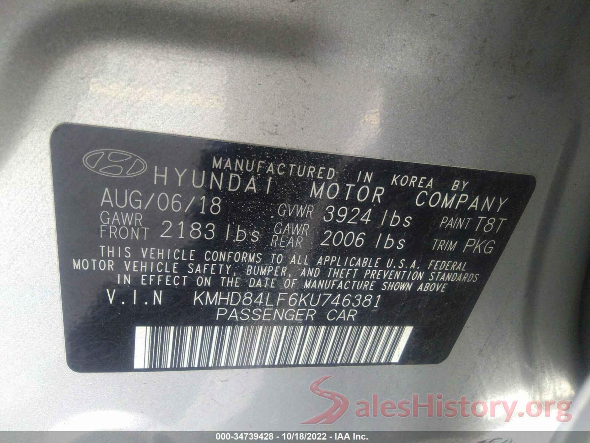 KMHD84LF6KU746381 2019 HYUNDAI ELANTRA