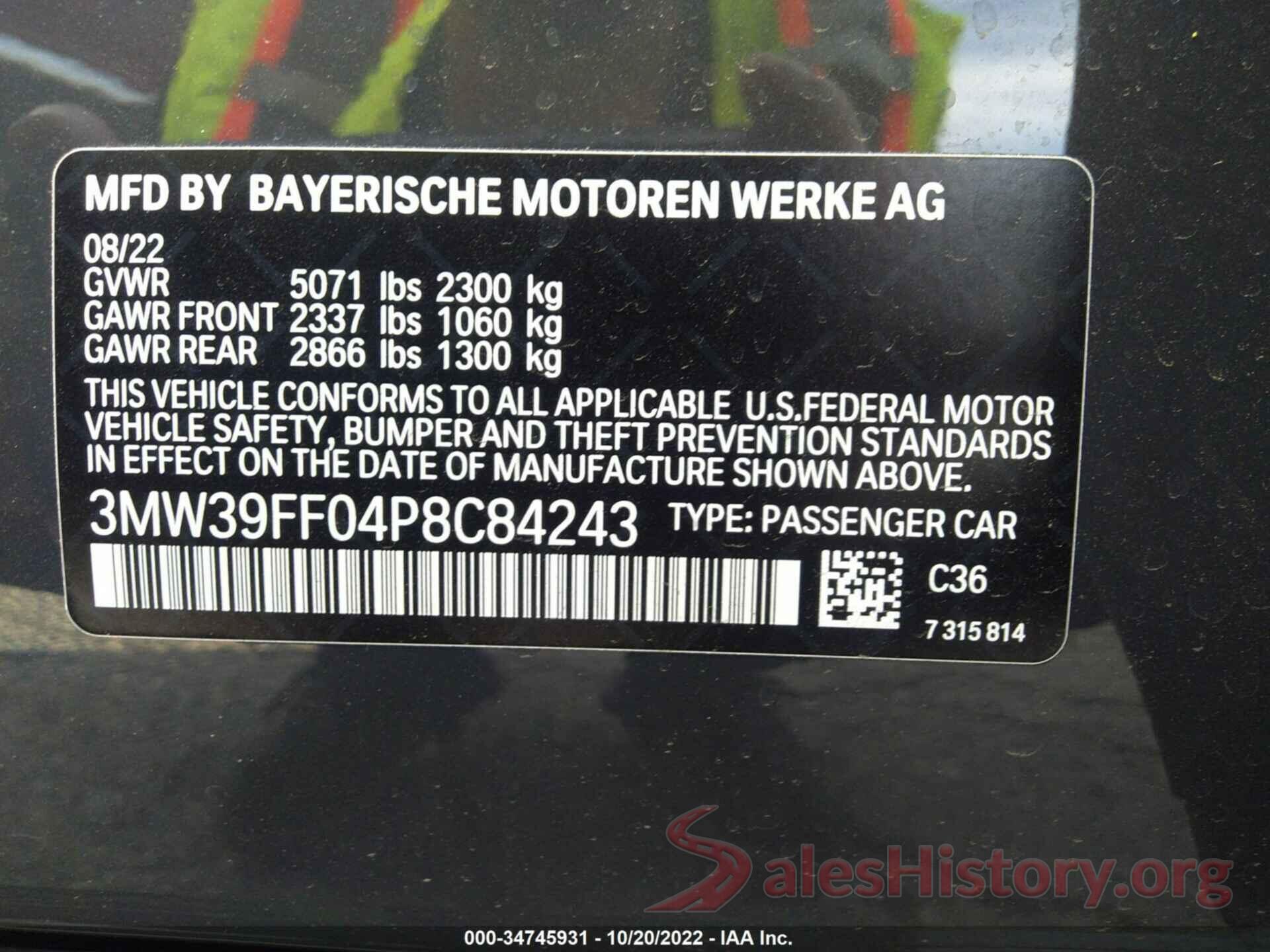 3MW39FF04P8C84243 2023 BMW 3 SERIES