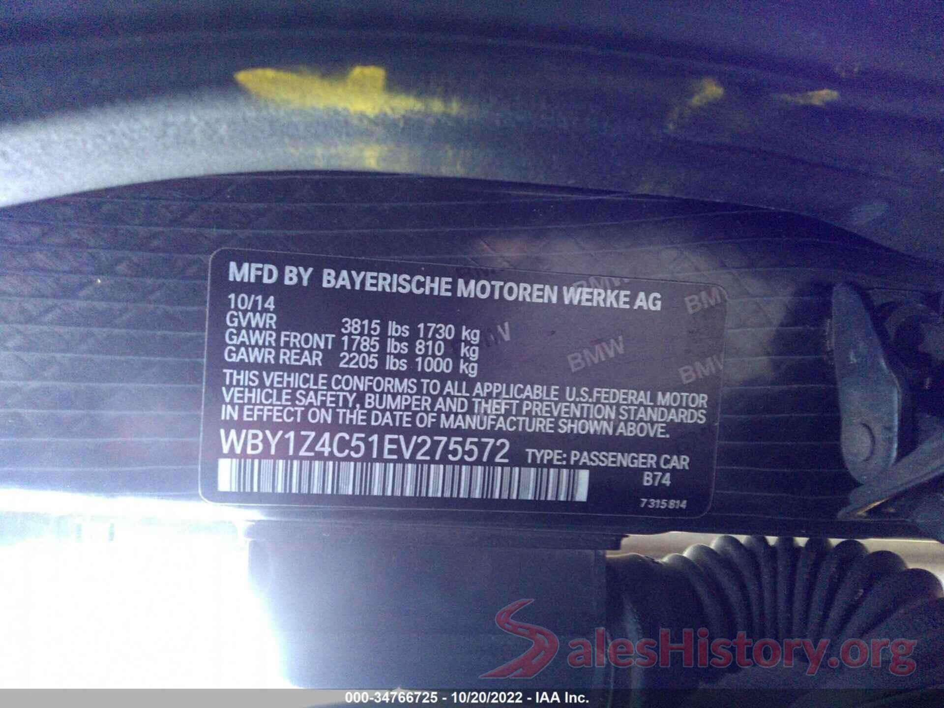 WBY1Z4C51EV275572 2014 BMW I3