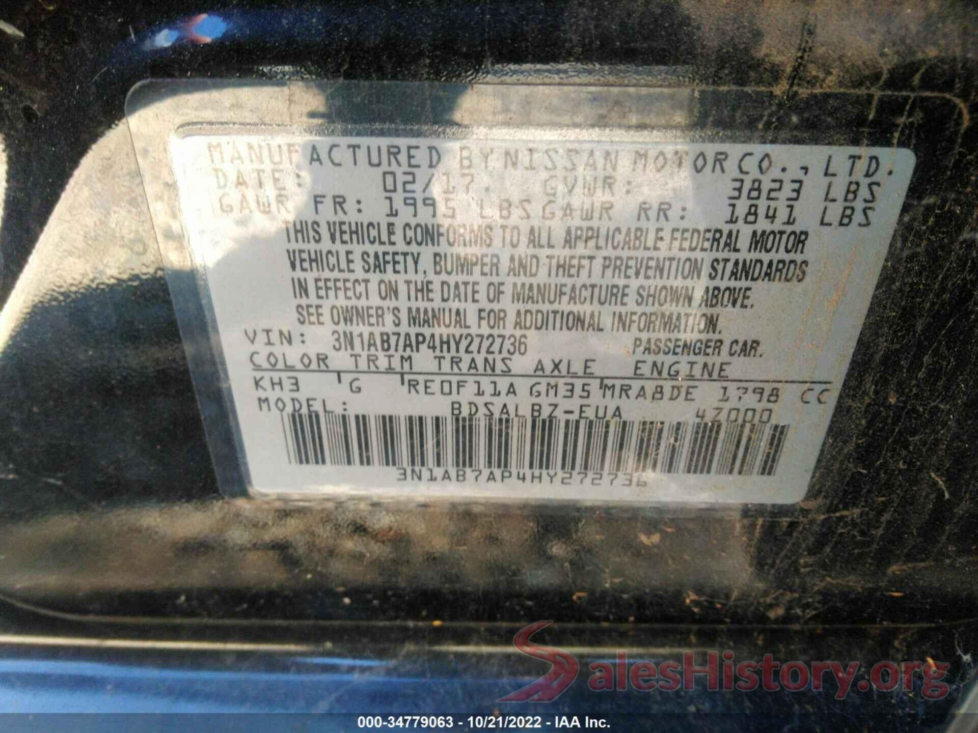 3N1AB7AP4HY272736 2017 NISSAN SENTRA