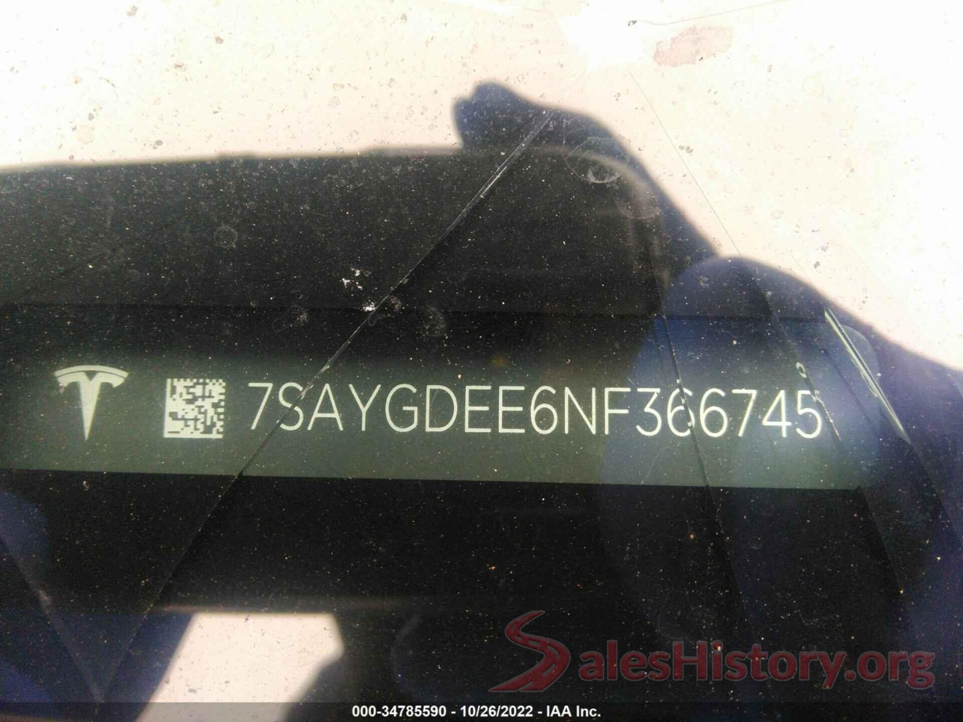 7SAYGDEE6NF366745 2022 TESLA MODEL Y