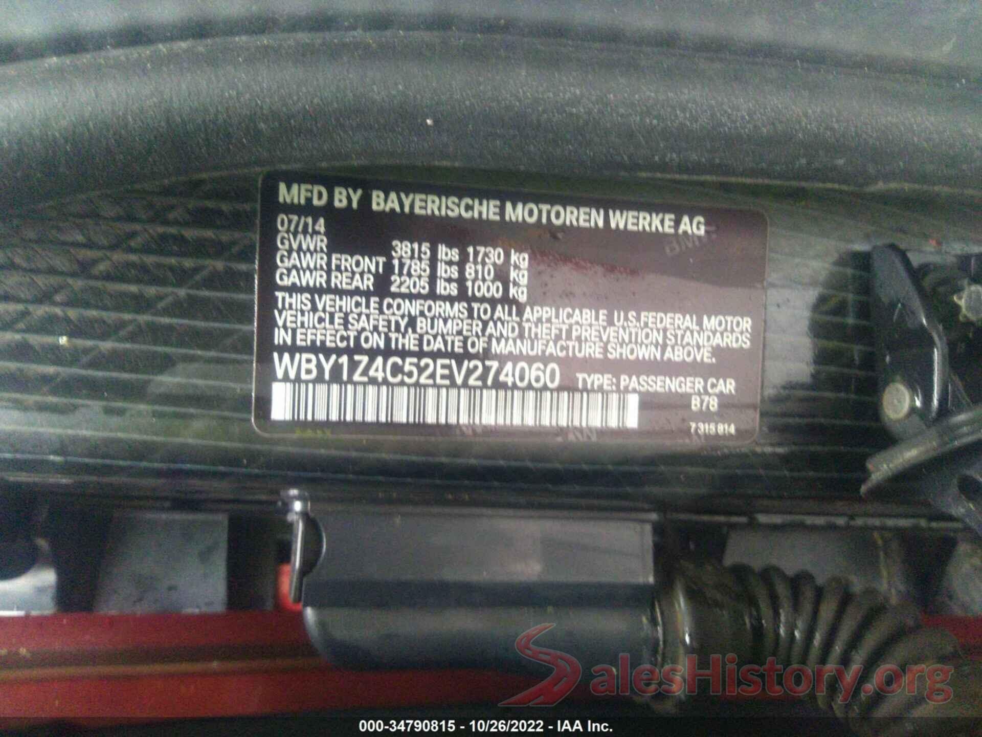 WBY1Z4C52EV274060 2014 BMW I3