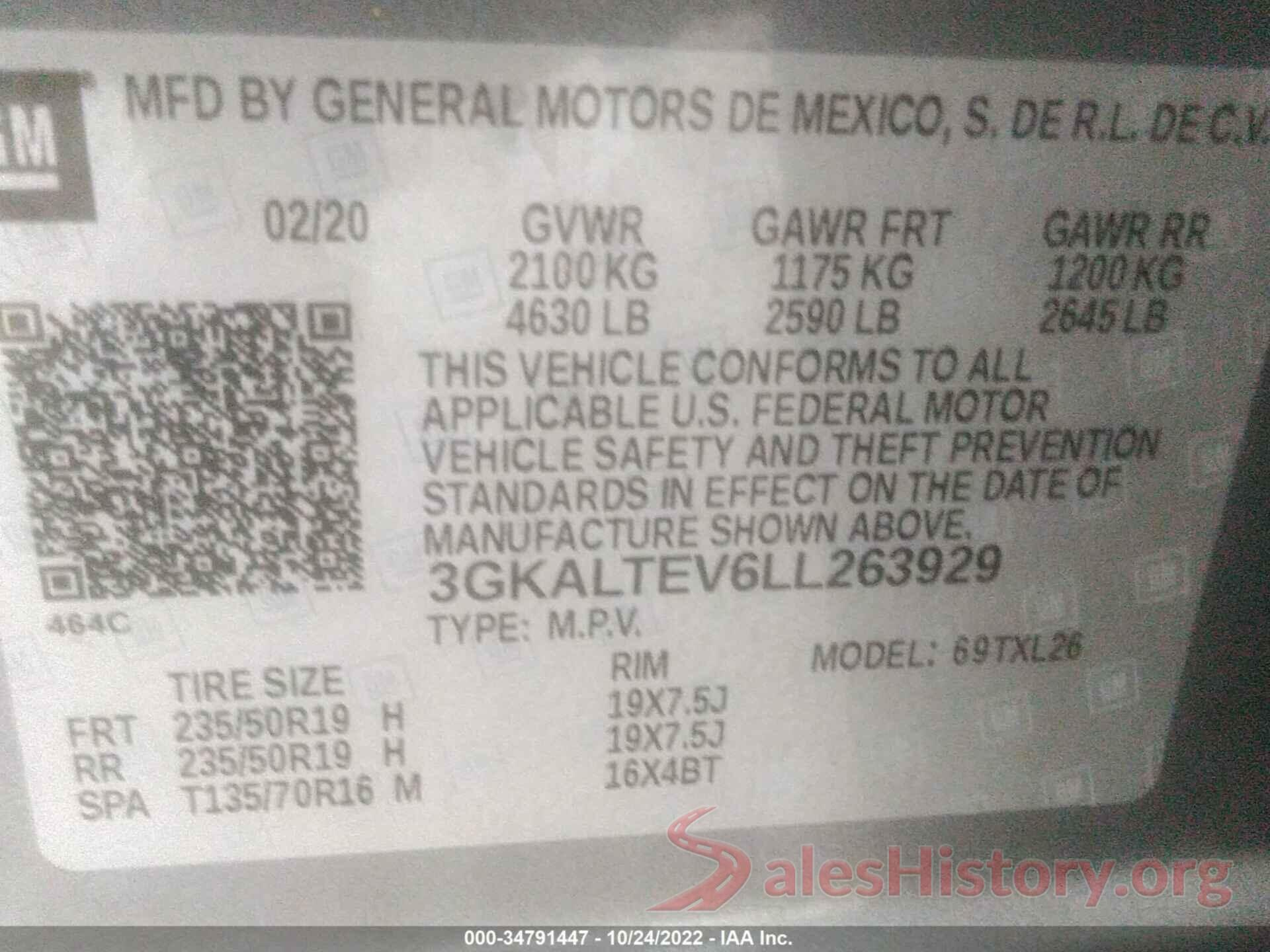 3GKALTEV6LL263929 2020 GMC TERRAIN