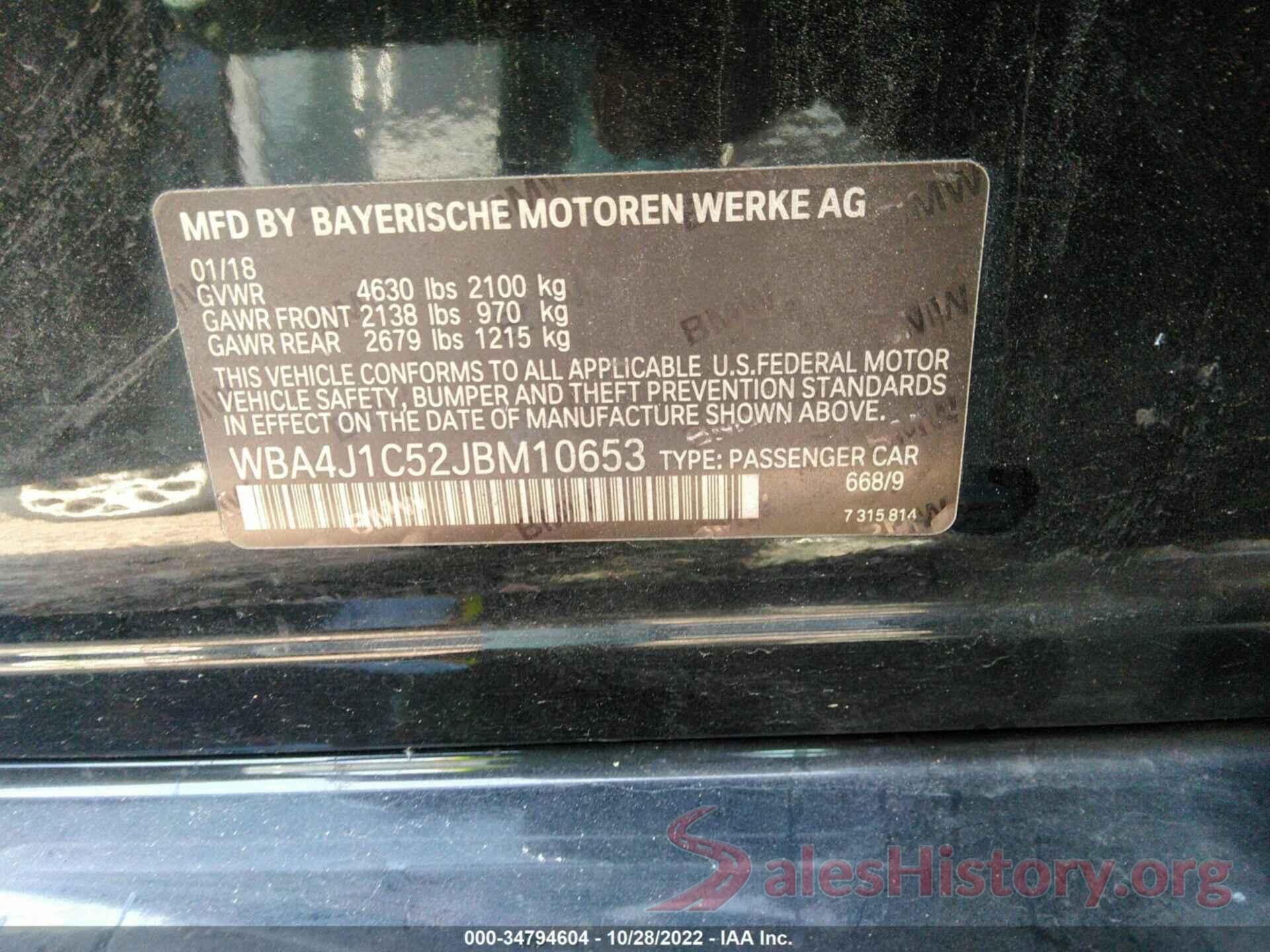 WBA4J1C52JBM10653 2018 BMW 4 SERIES