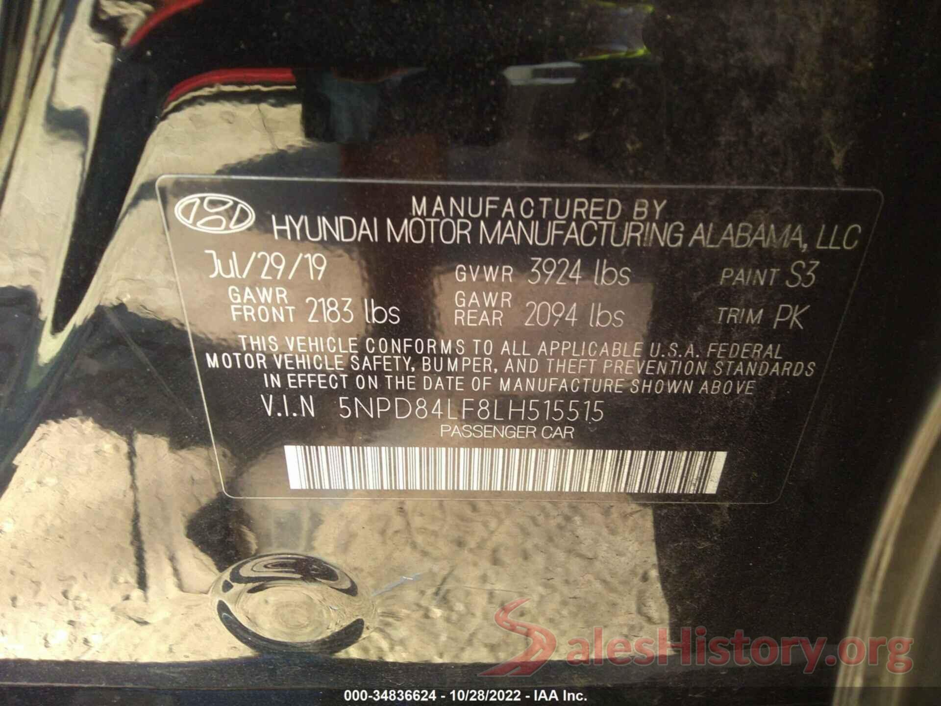 5NPD84LF8LH515515 2020 HYUNDAI ELANTRA