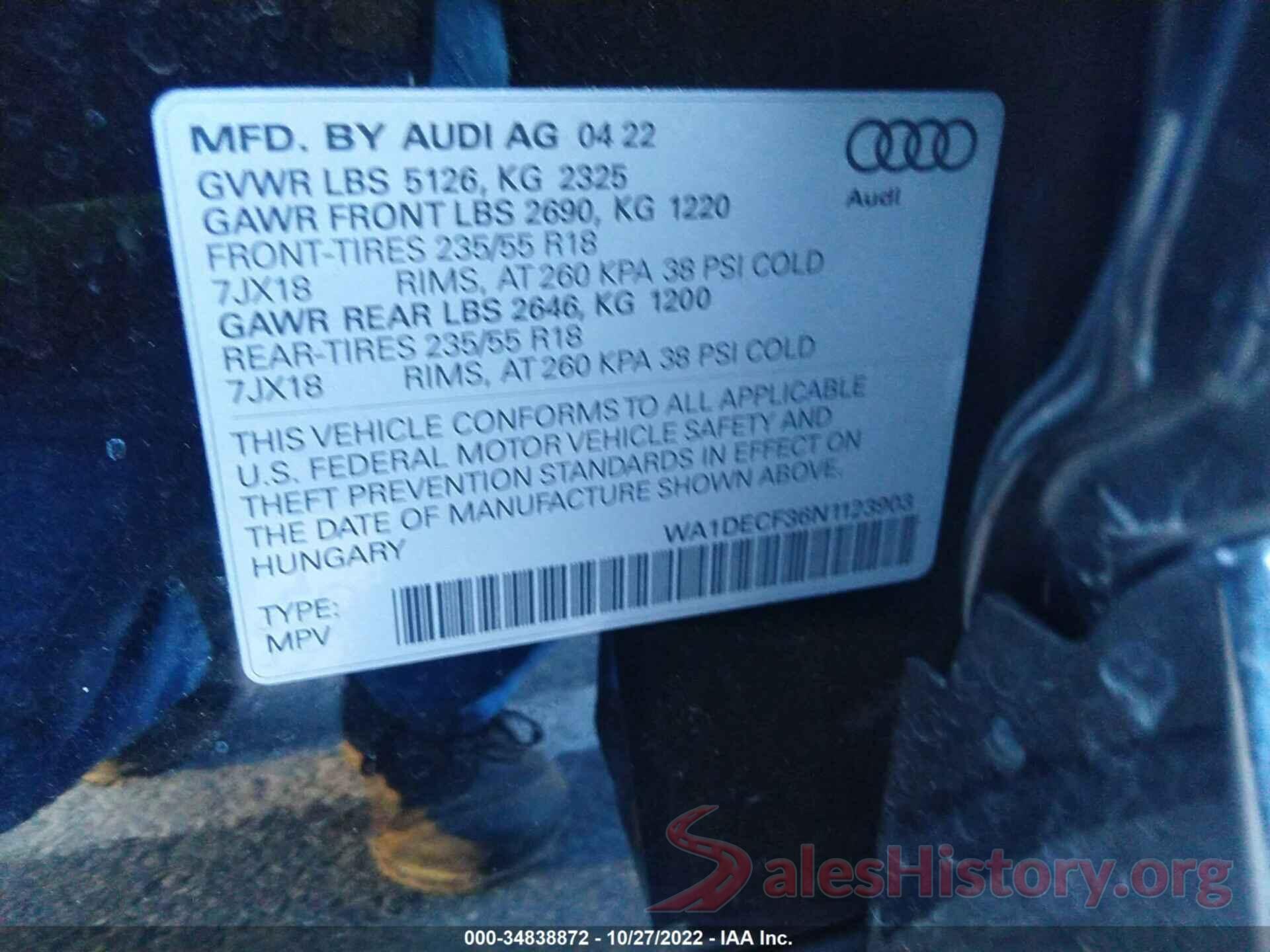 WA1DECF36N1123903 2022 AUDI Q3