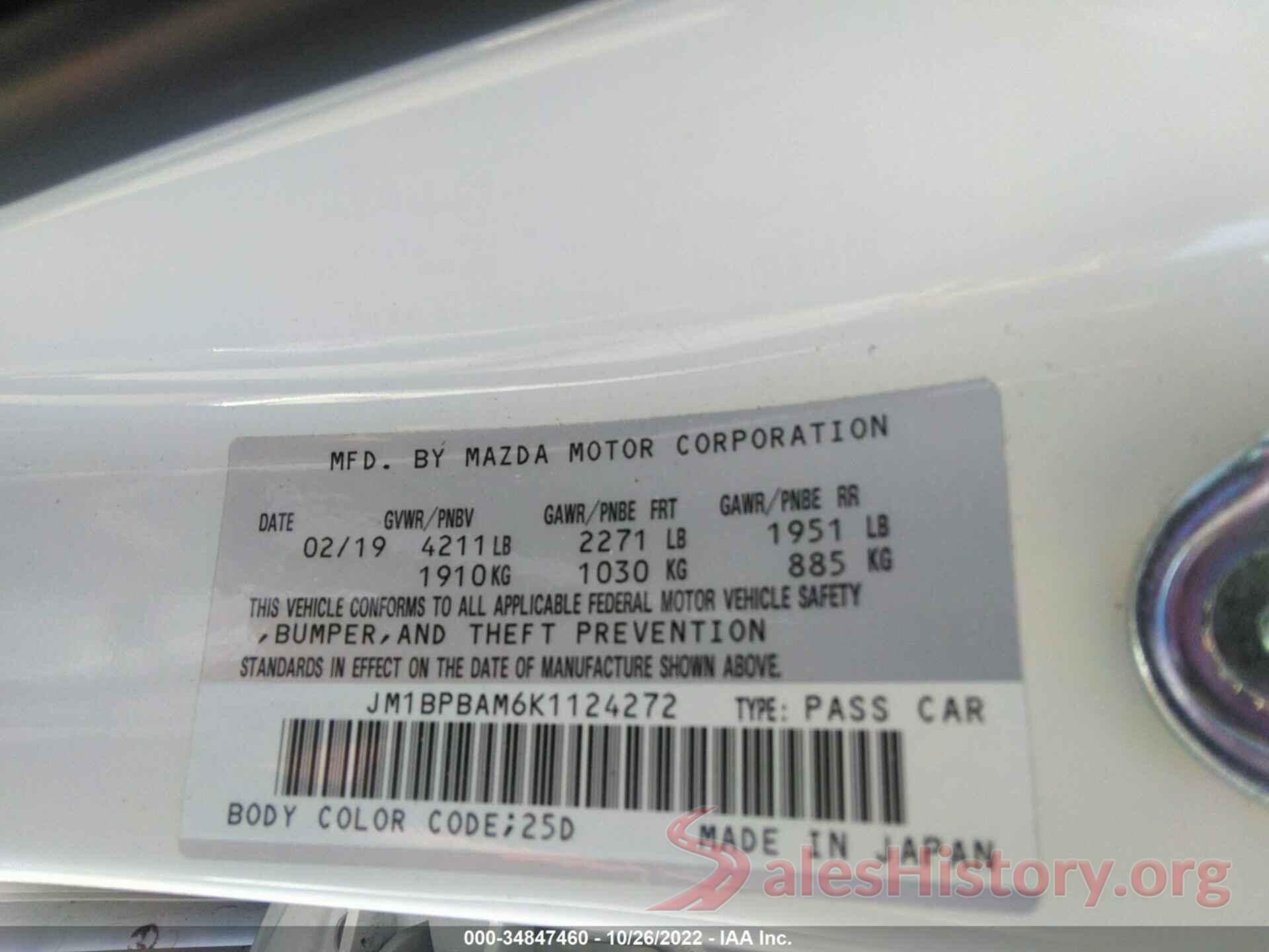 JM1BPBAM6K1124272 2019 MAZDA MAZDA3 SEDAN