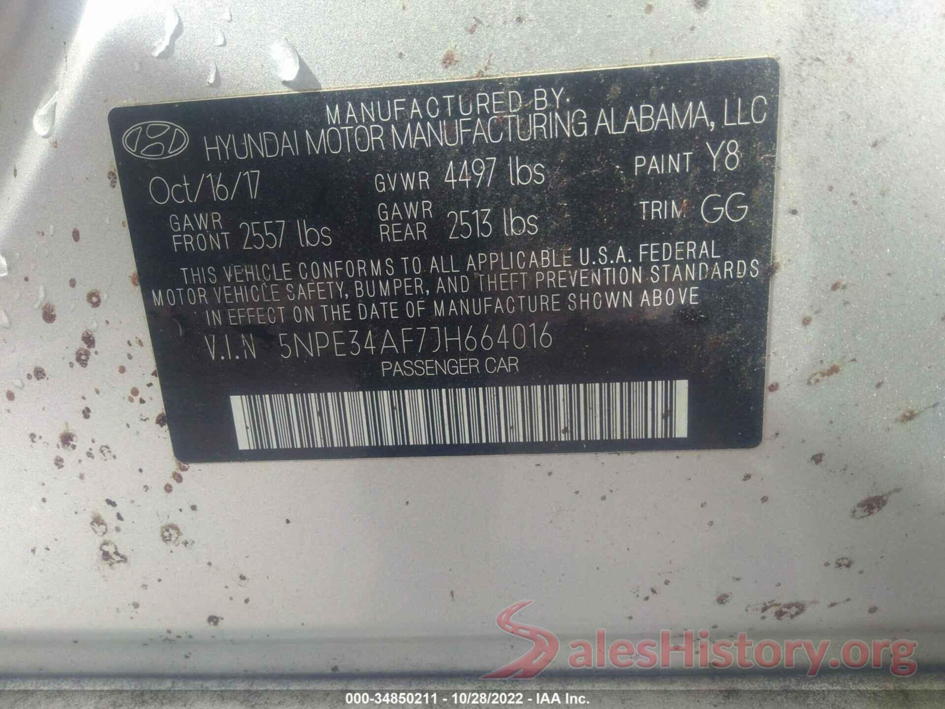 5NPE34AF7JH664016 2018 HYUNDAI SONATA