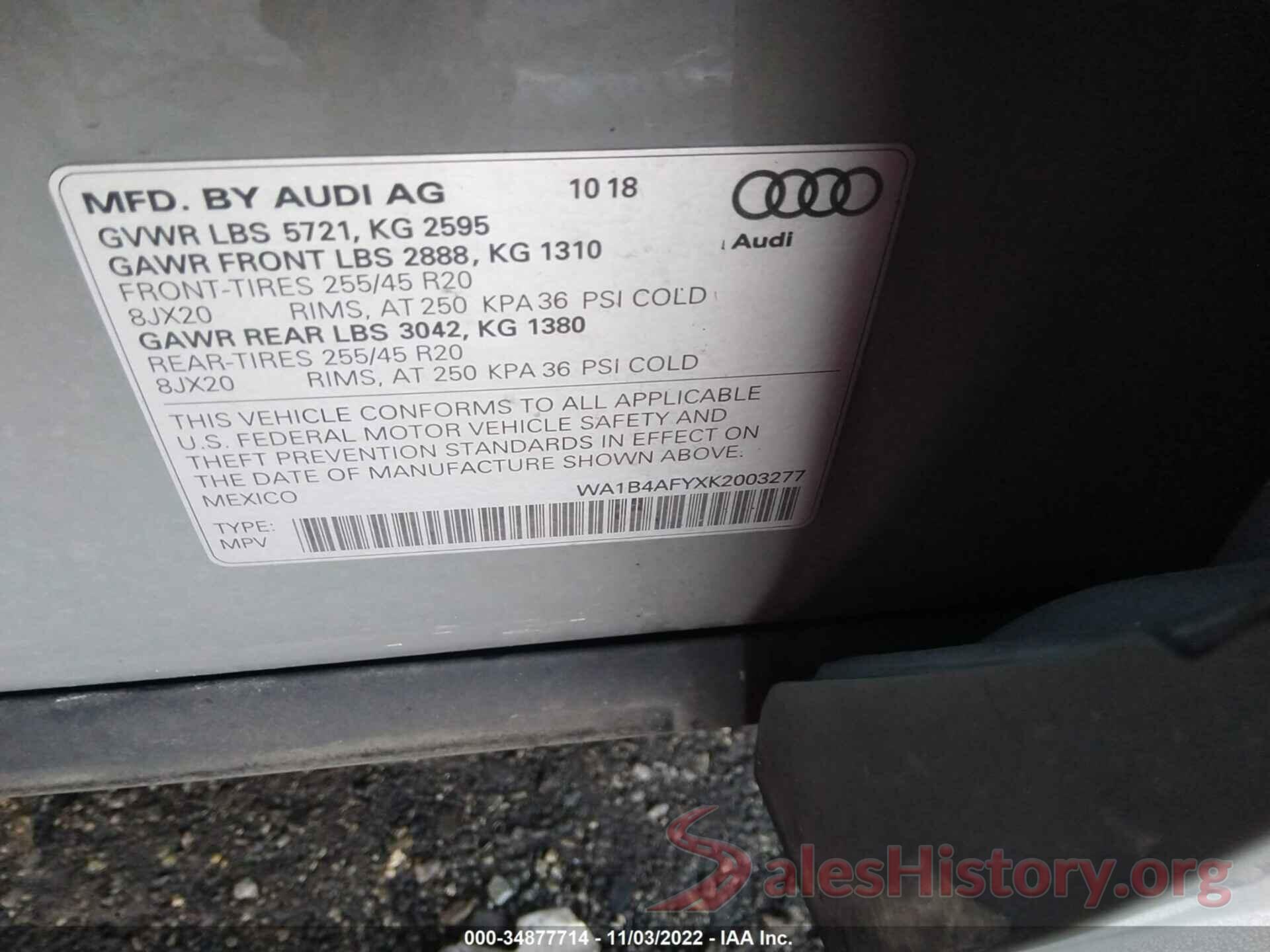 WA1B4AFYXK2003277 2019 AUDI SQ5