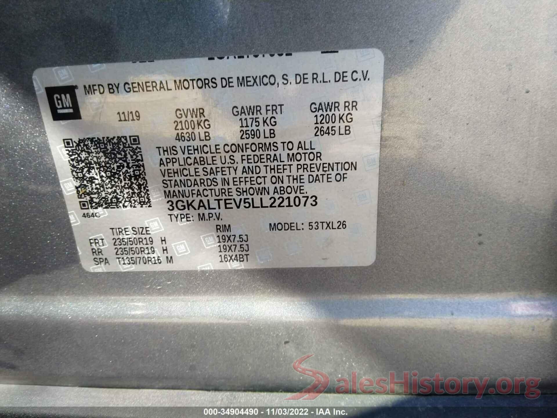 3GKALTEV5LL221073 2020 GMC TERRAIN