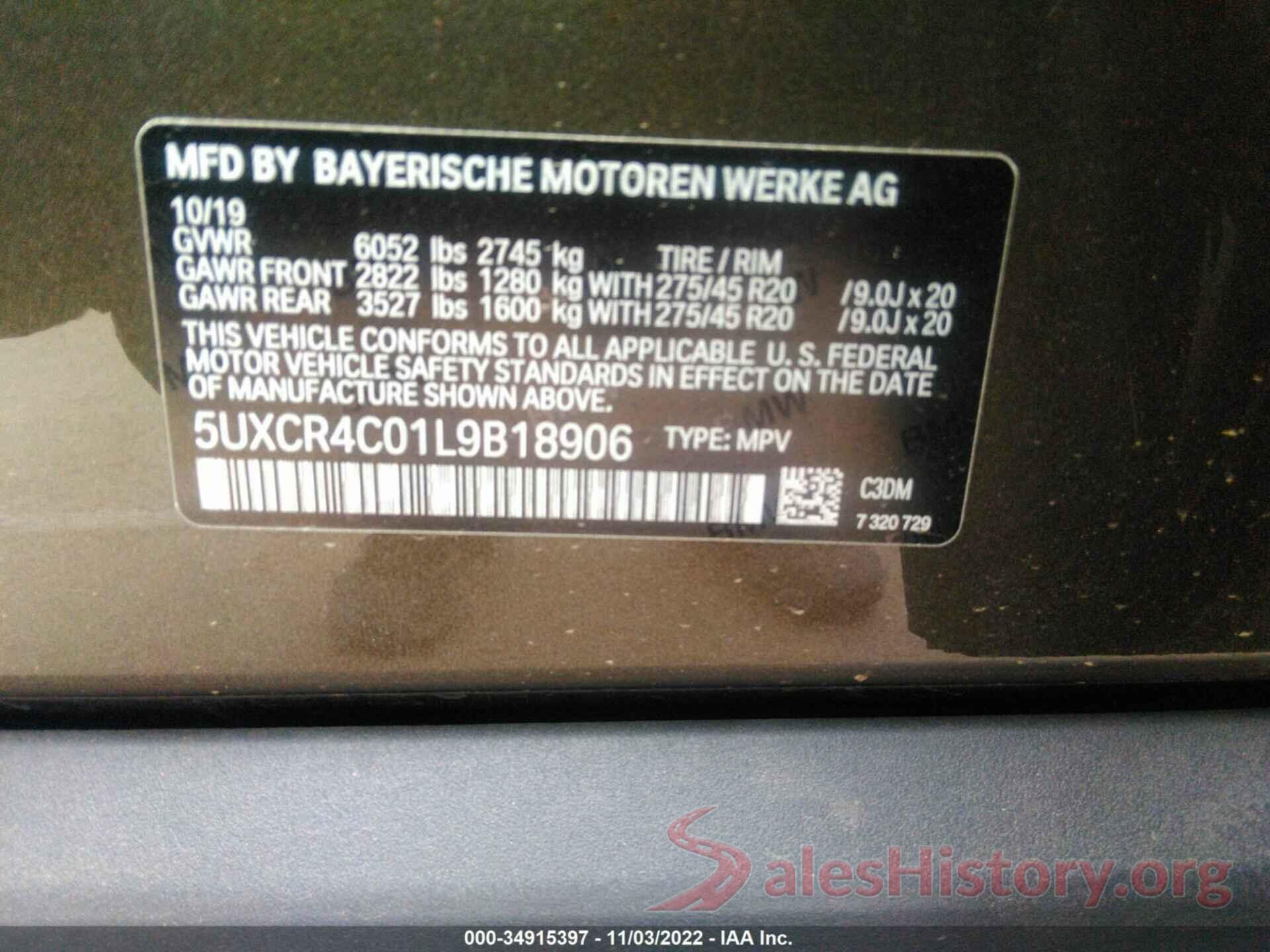 5UXCR4C01L9B18906 2020 BMW X5