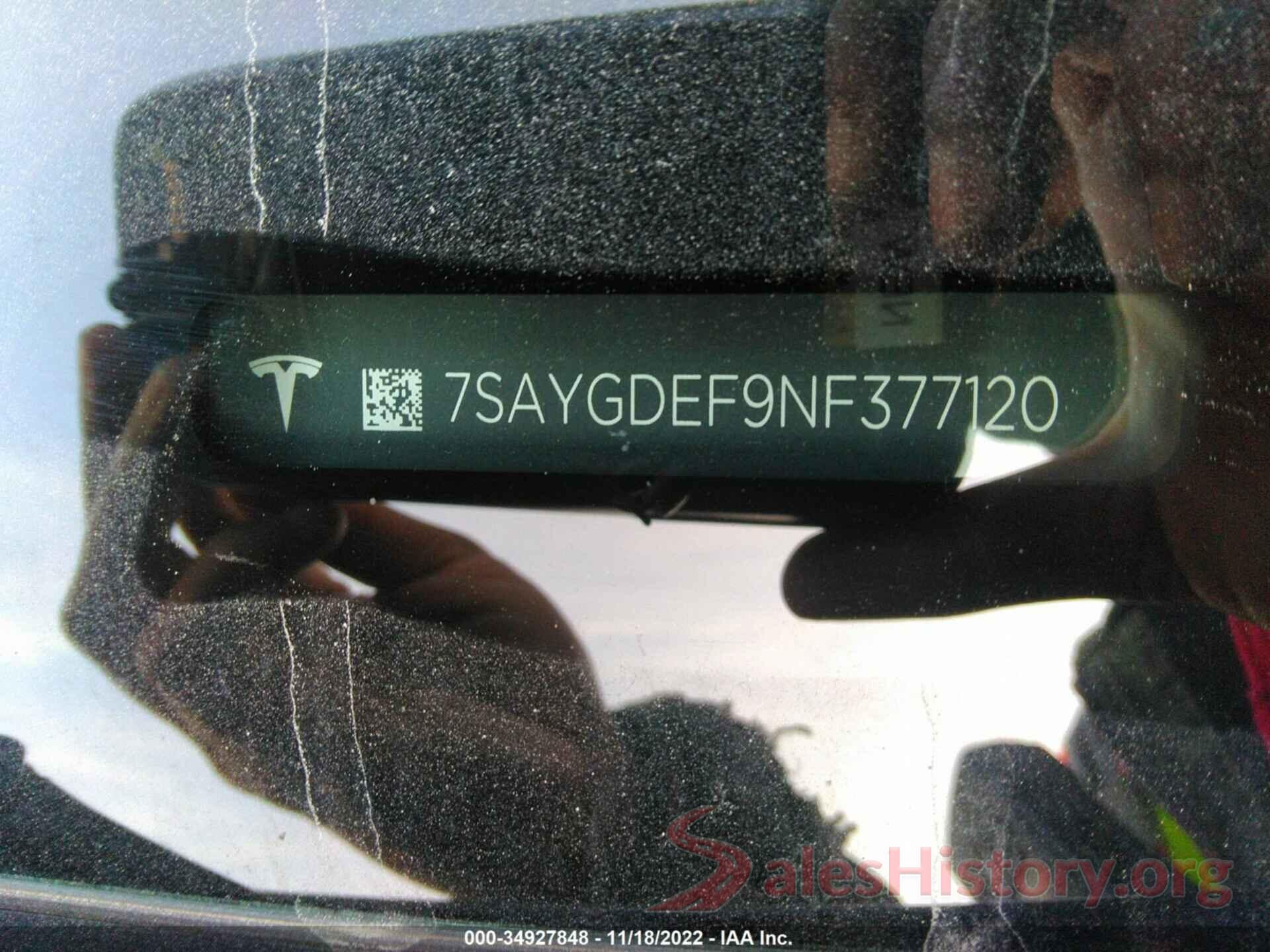 7SAYGDEF9NF377120 2022 TESLA MODEL Y