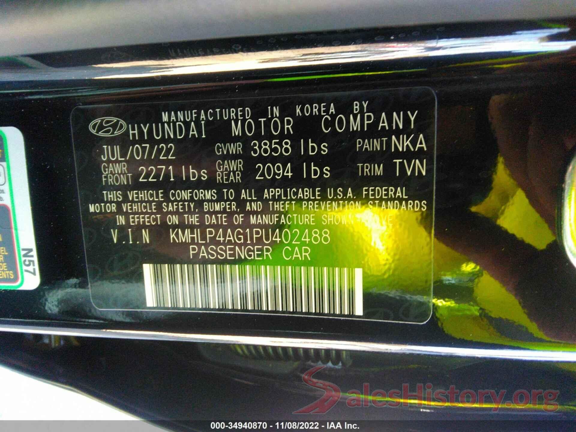 KMHLP4AG1PU402488 2023 HYUNDAI ELANTRA