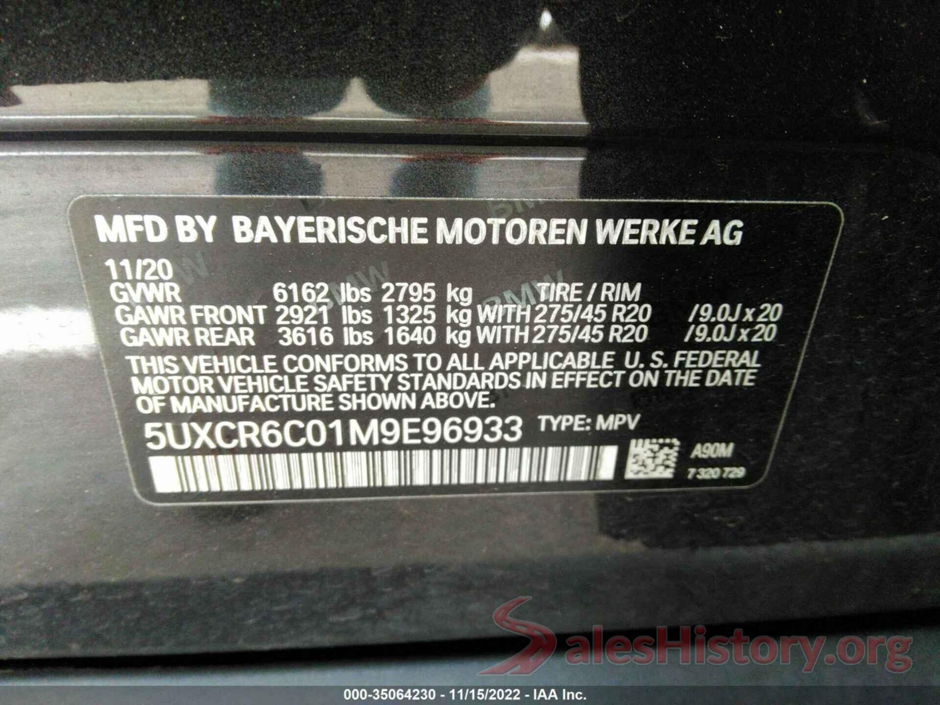 5UXCR6C01M9E96933 2021 BMW X5