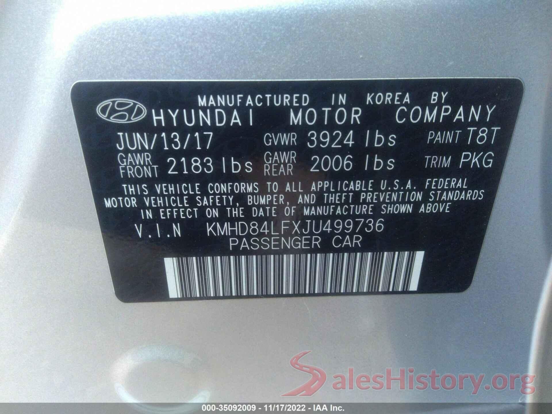 KMHD84LFXJU499736 2018 HYUNDAI ELANTRA