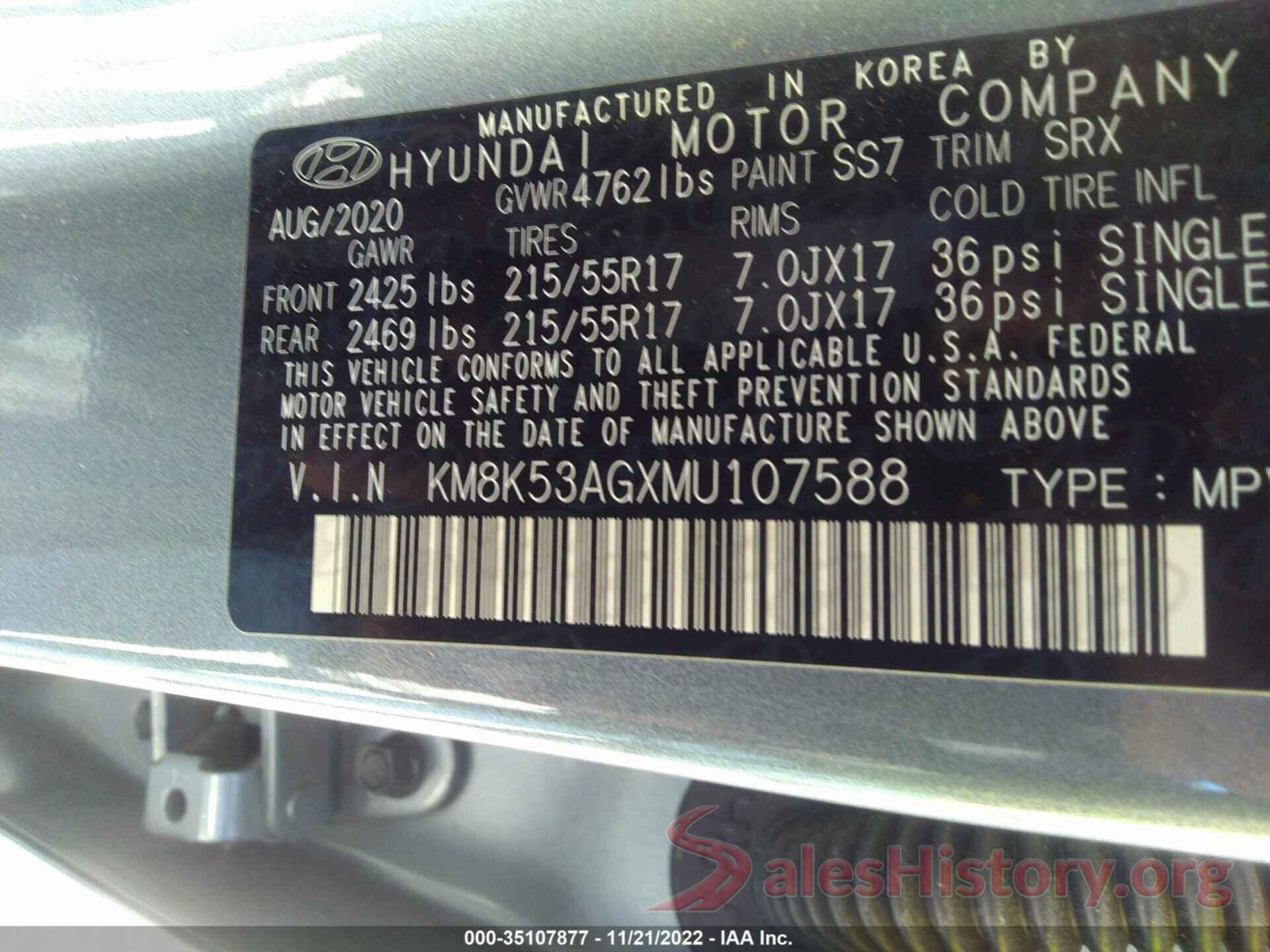 KM8K53AGXMU107588 2021 HYUNDAI KONA EV