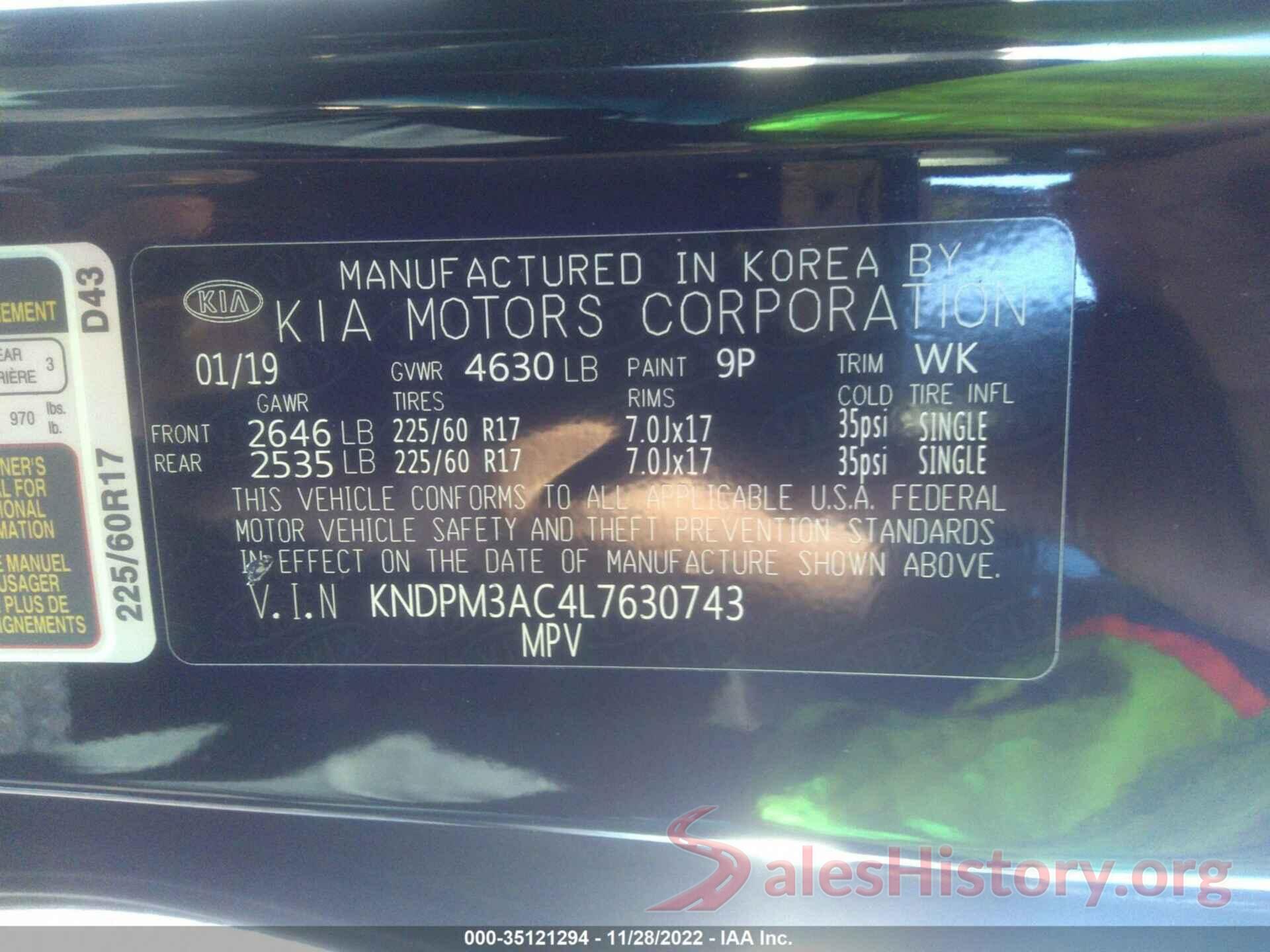 KNDPM3AC4L7630743 2020 KIA SPORTAGE