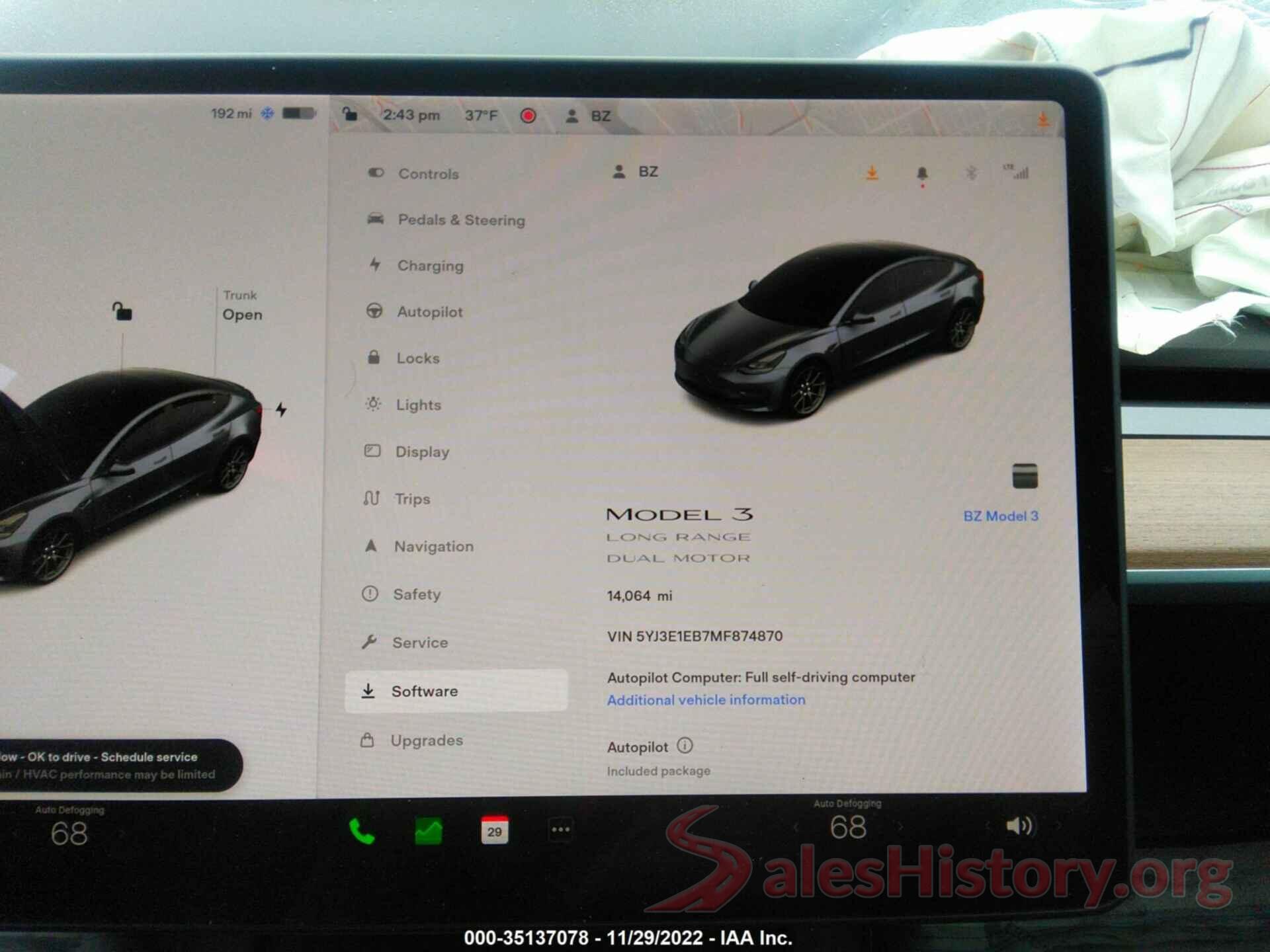 5YJ3E1EB7MF874870 2021 TESLA MODEL 3