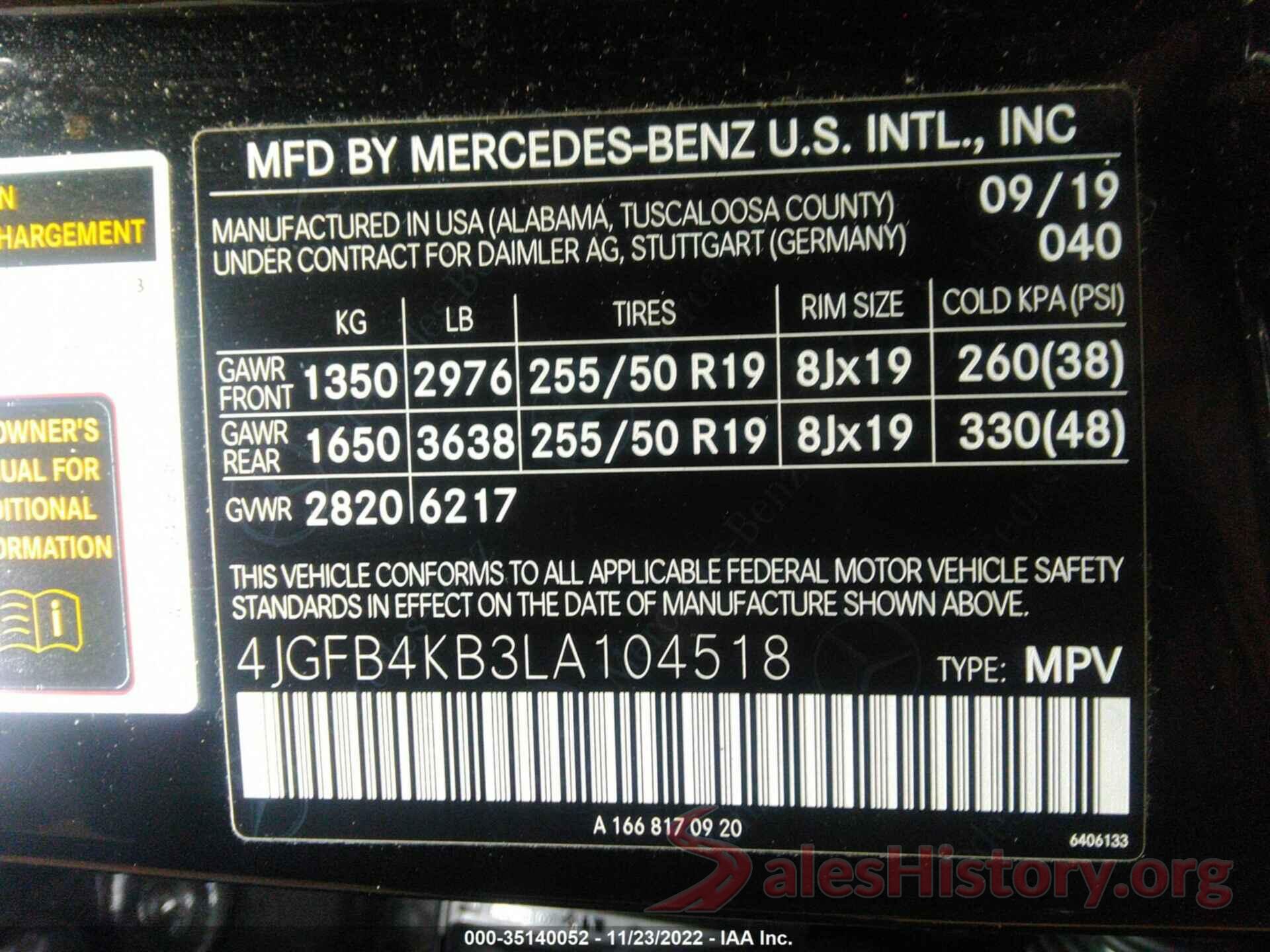 4JGFB4KB3LA104518 2020 MERCEDES-BENZ GLE