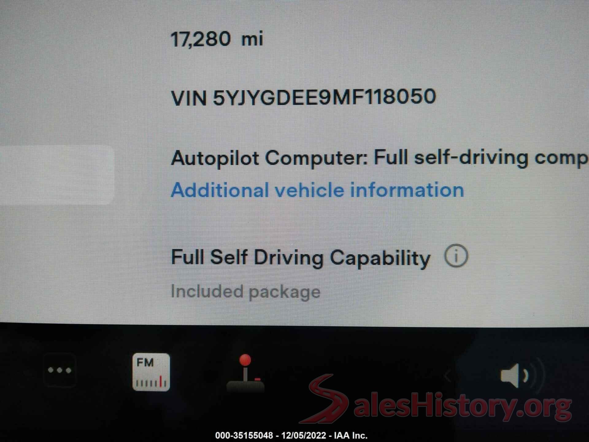 5YJYGDEE9MF118050 2021 TESLA MODEL Y