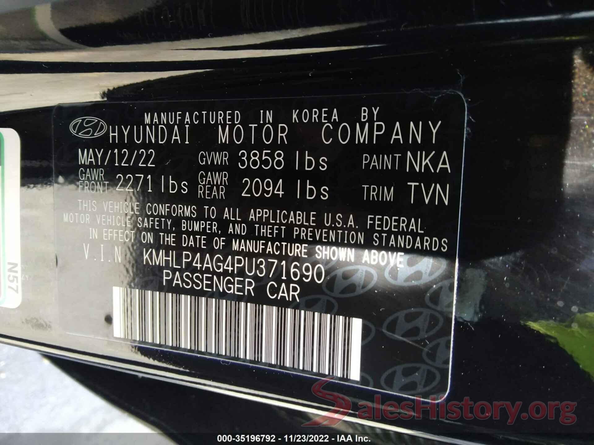 KMHLP4AG4PU371690 2023 HYUNDAI ELANTRA